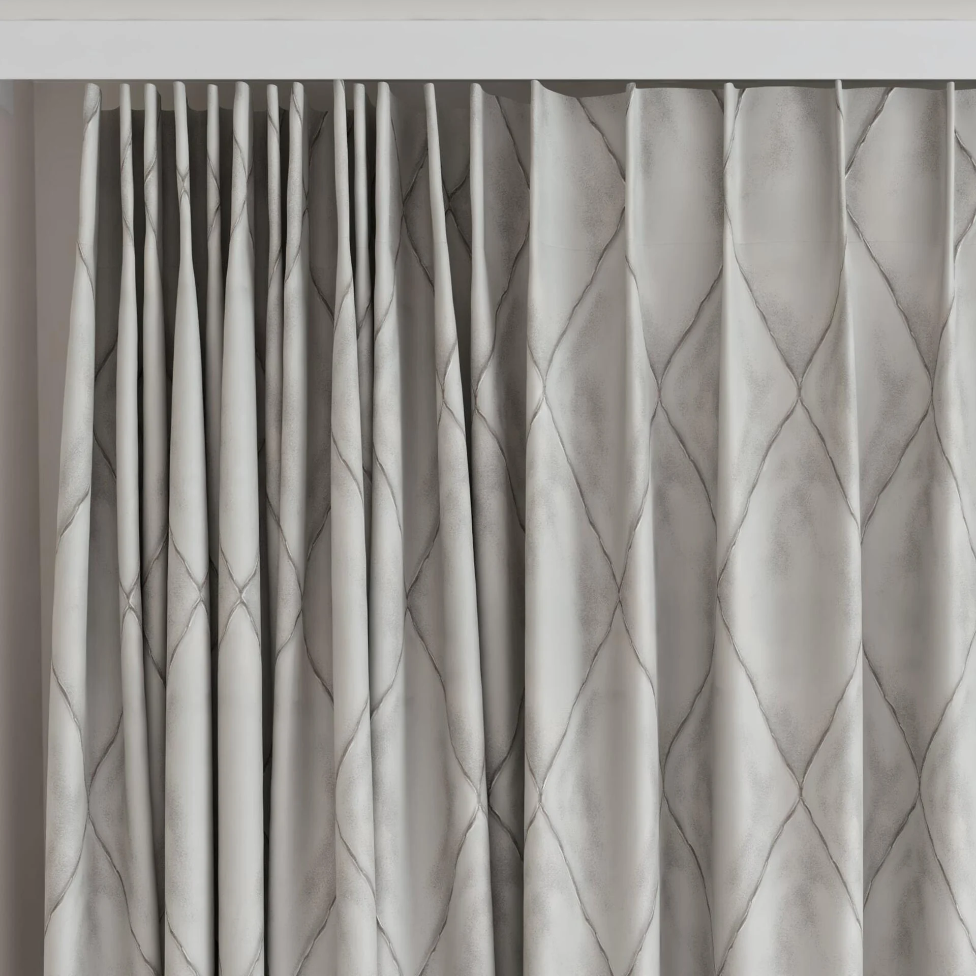 Top view of Deity Galvanized, on curtain rail
