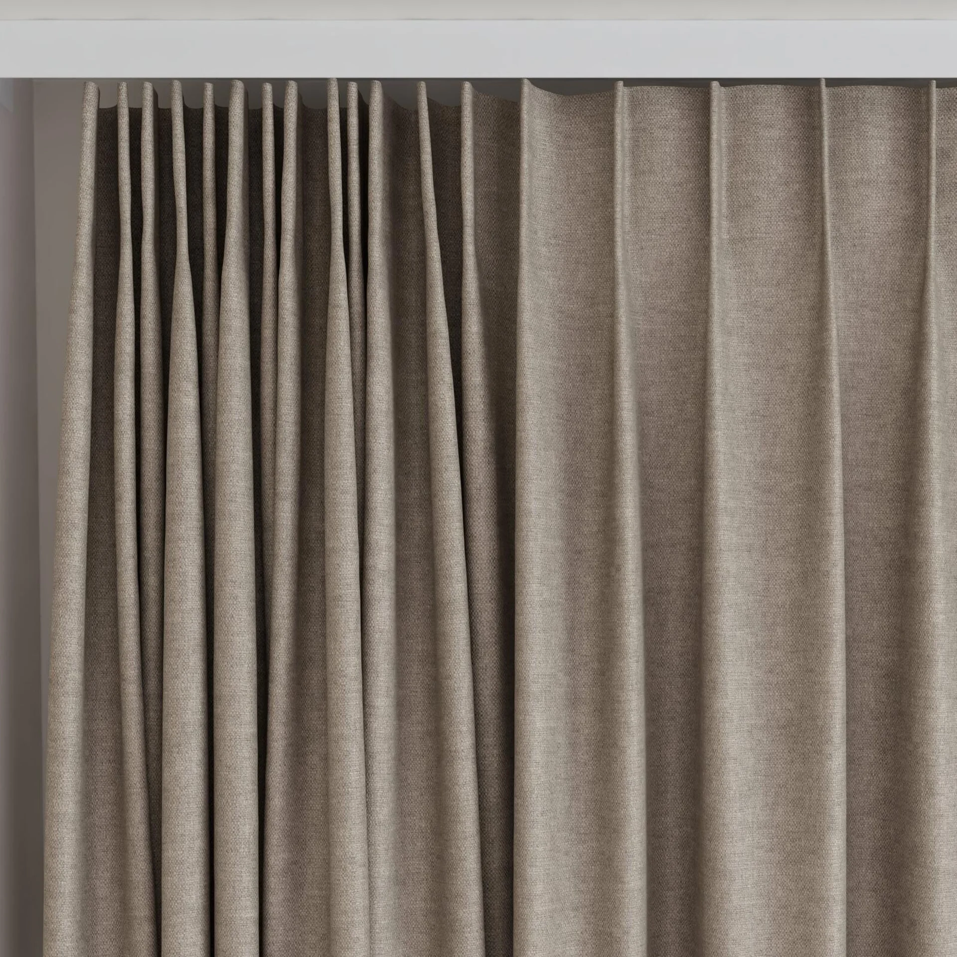 Top view of Colourwash Tobacco, on curtain rail