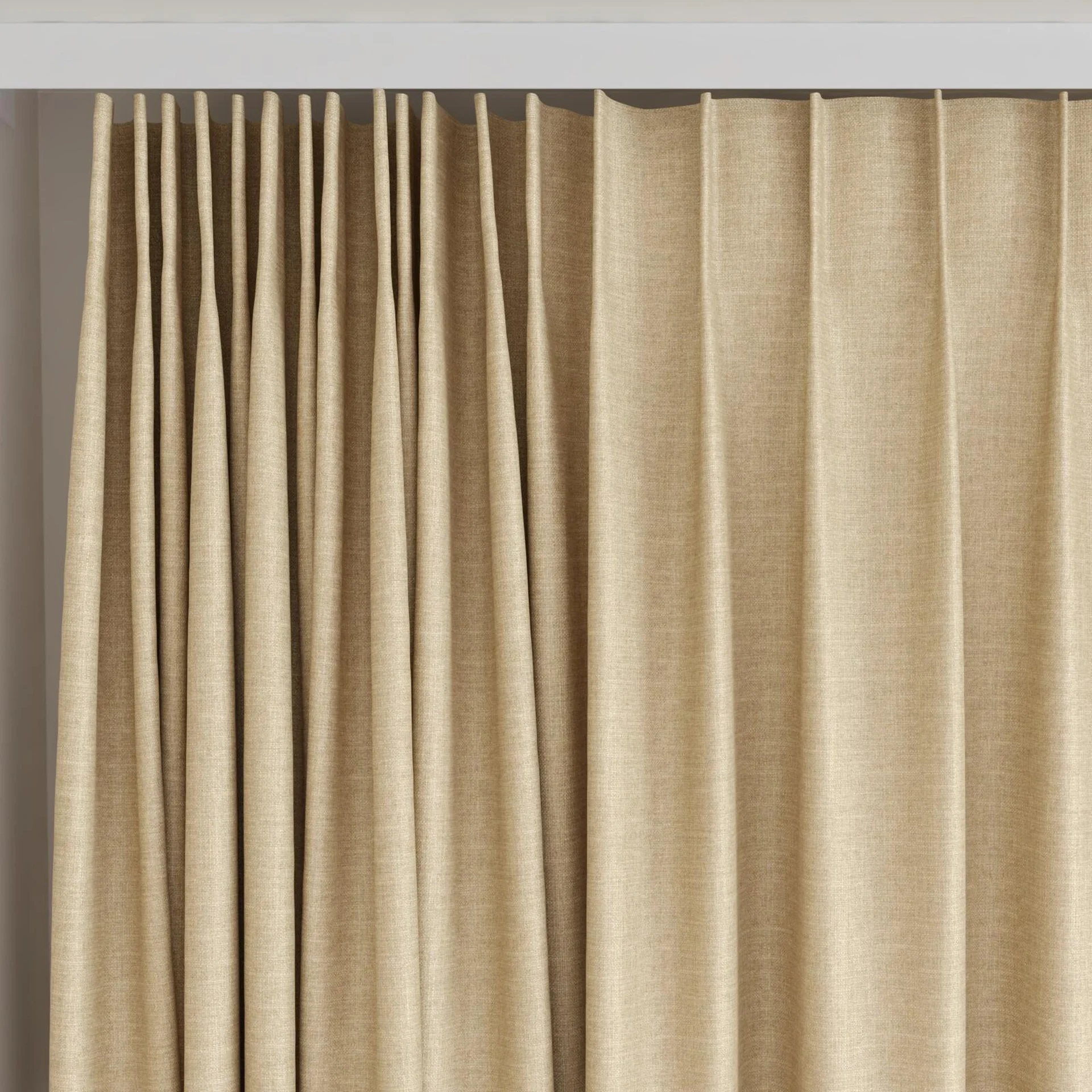 Top view of Frisco Beige, on curtain rail