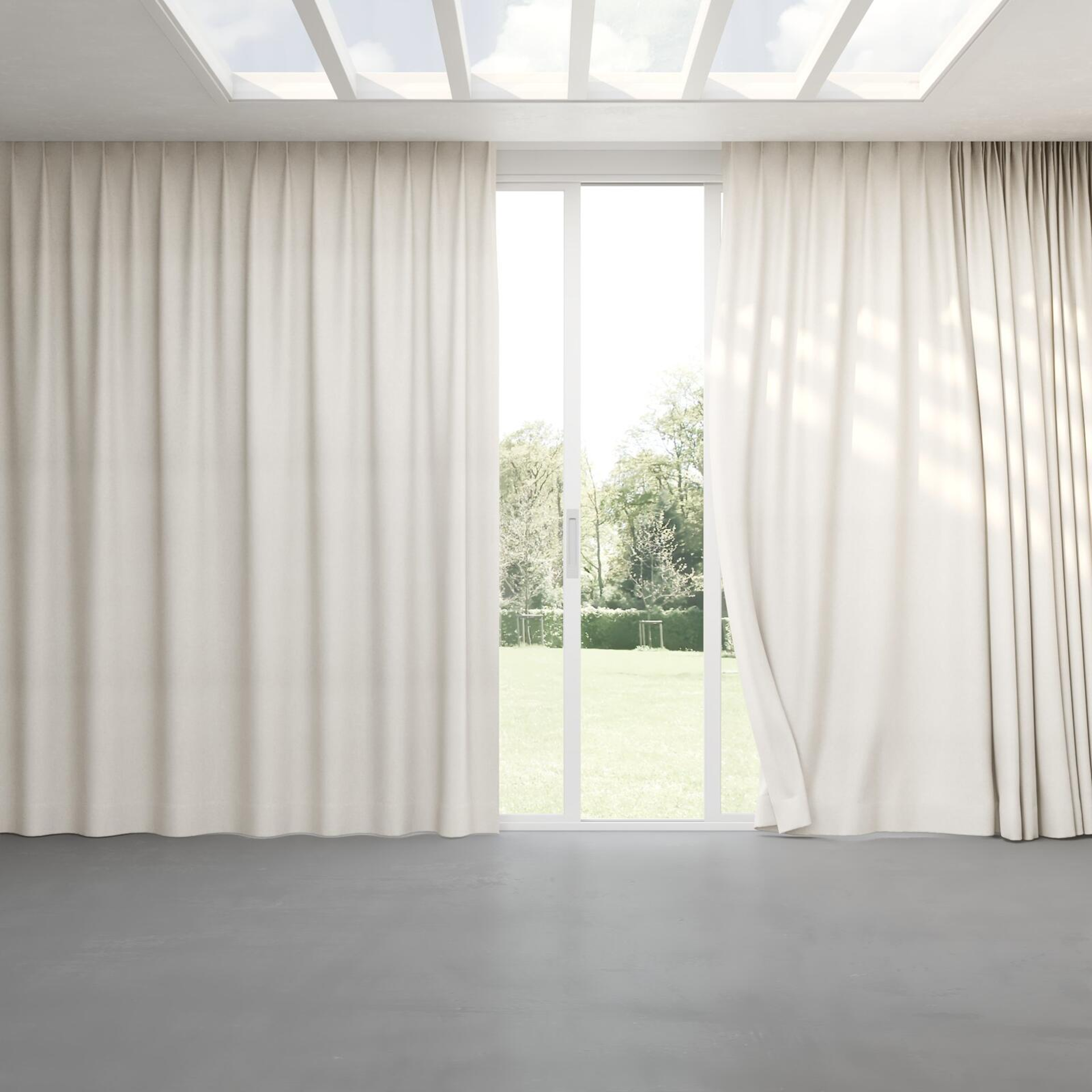 Full view of Liberate Cream, pinch pleat