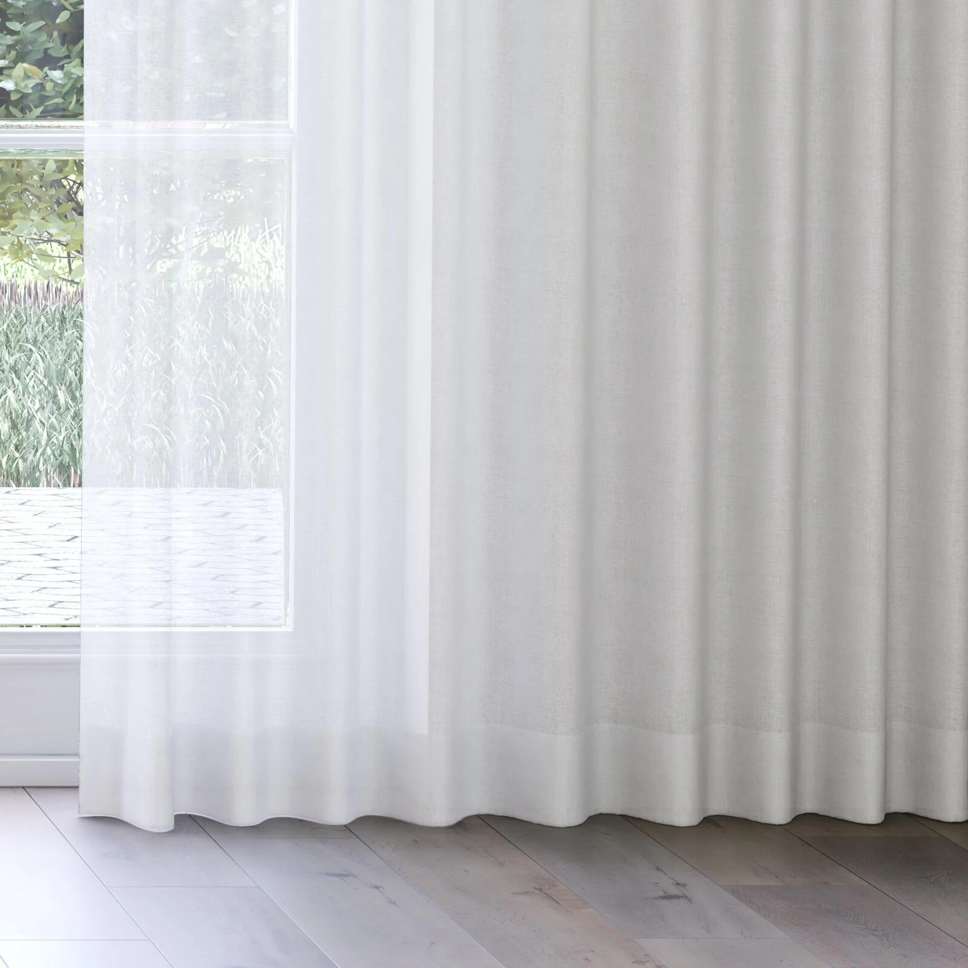 Bottom view of Antipodes Whitewash, on curtain rail