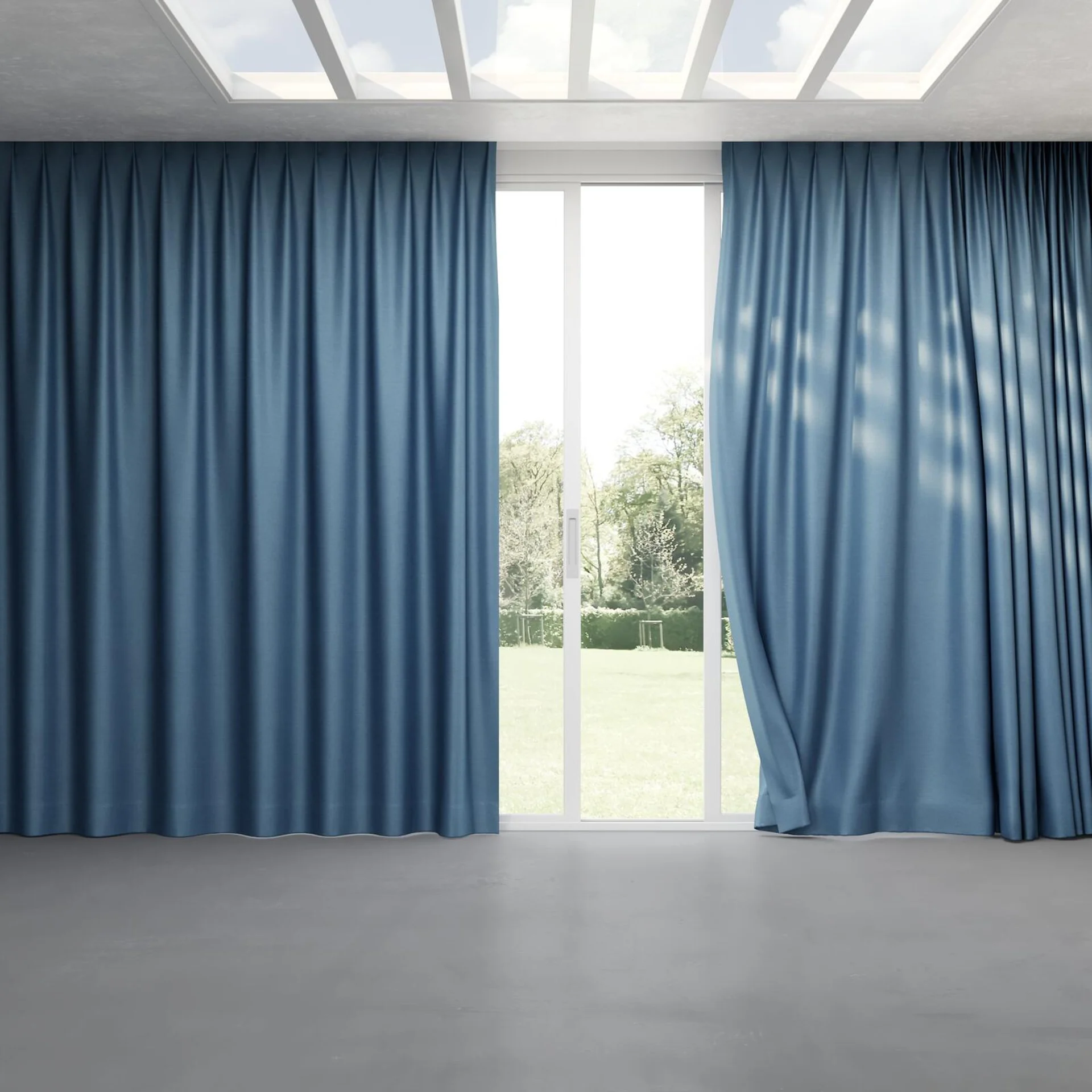 Full view of Provence Denim, pinch pleat
