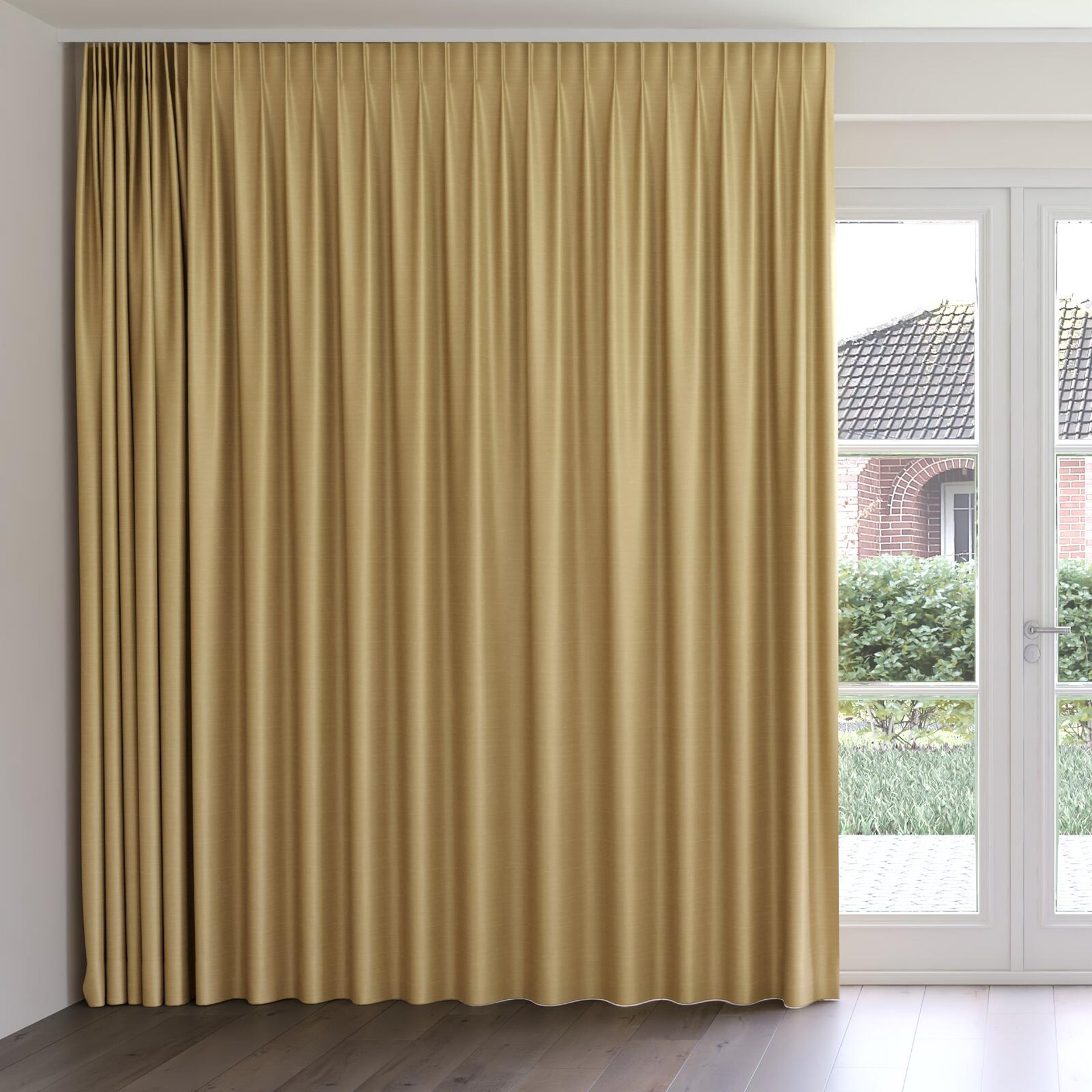 Front view of Silky Seagrass, on curtain rail