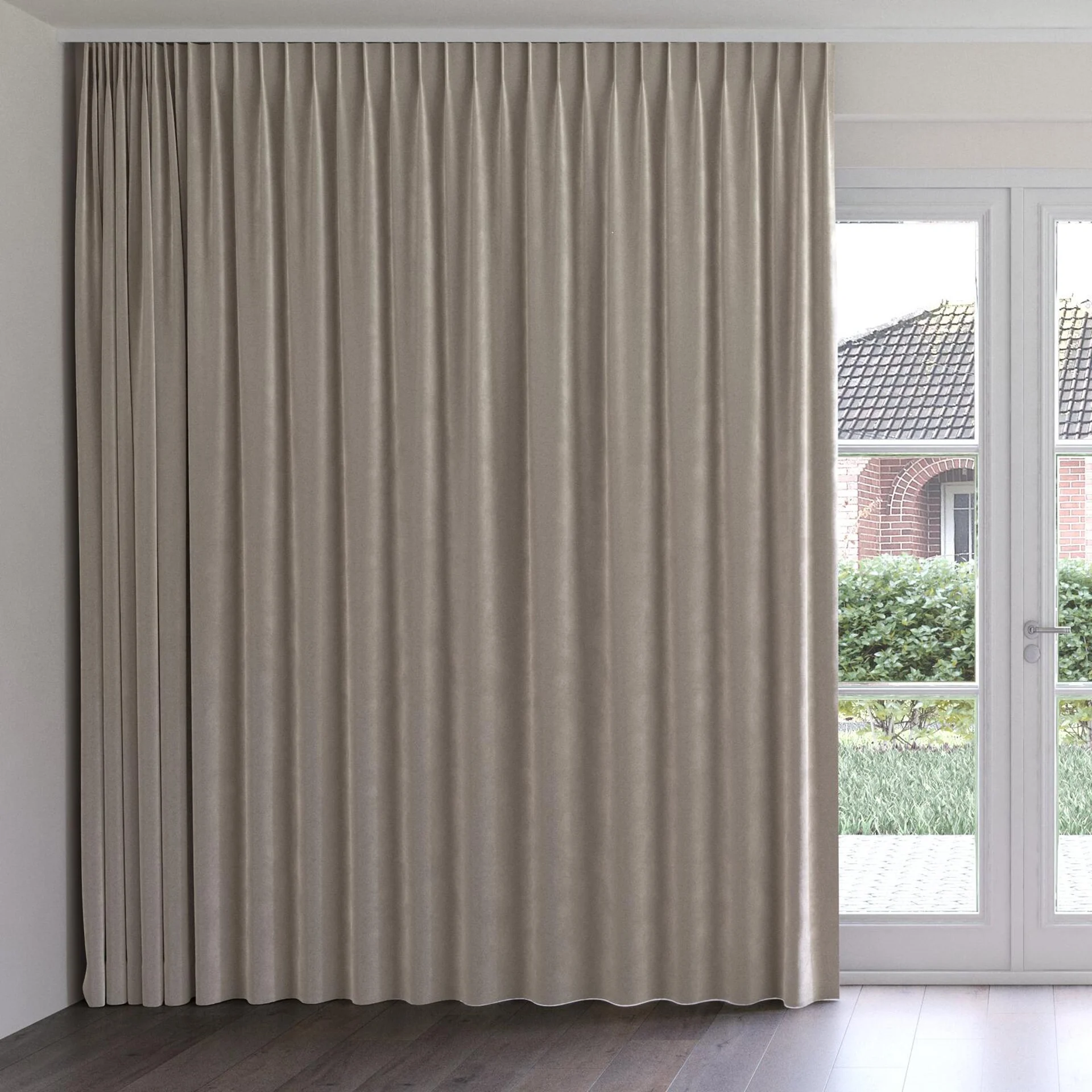 Front view of Verbier Rabbit, on curtain rail