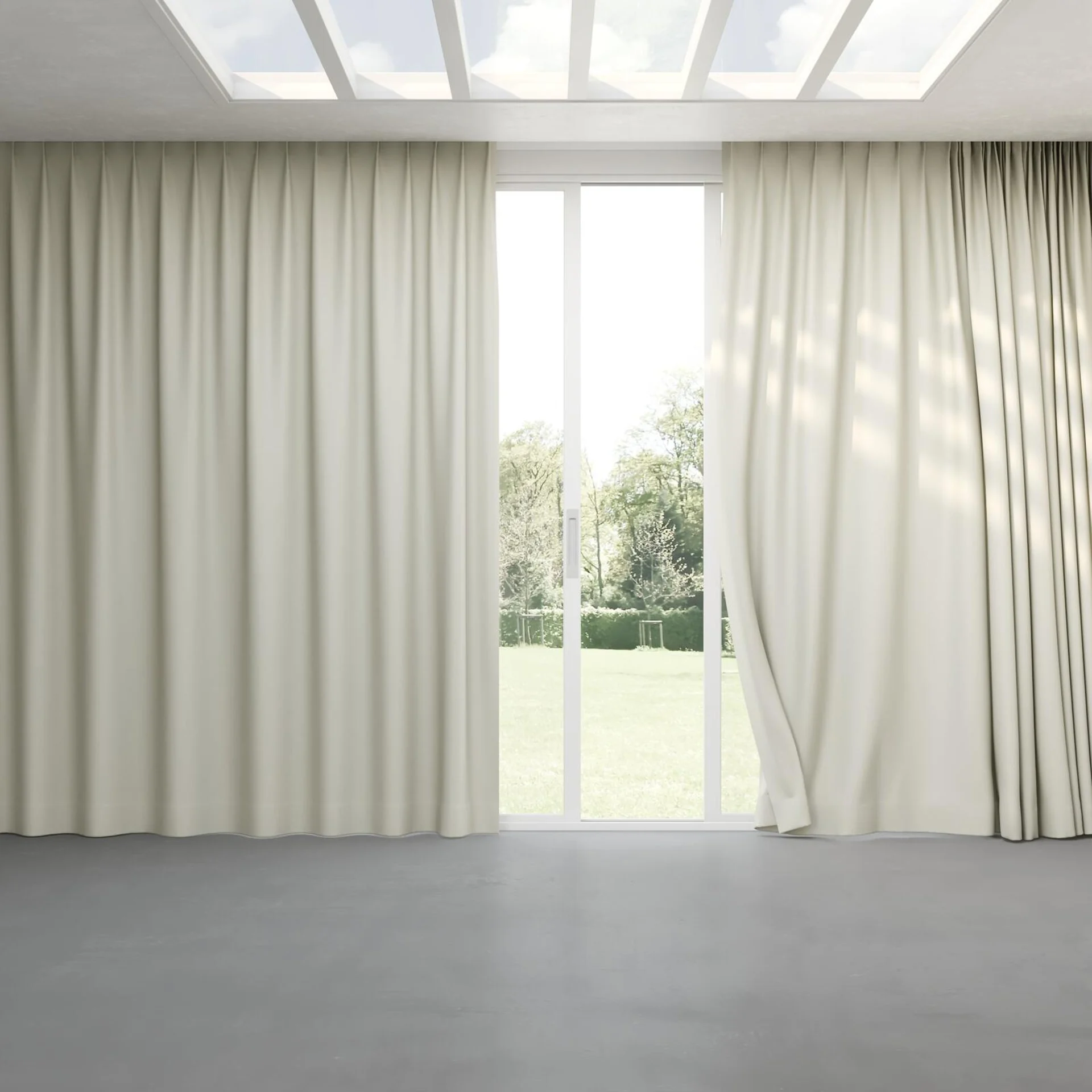 Full view of Urban Parchment, pinch pleat