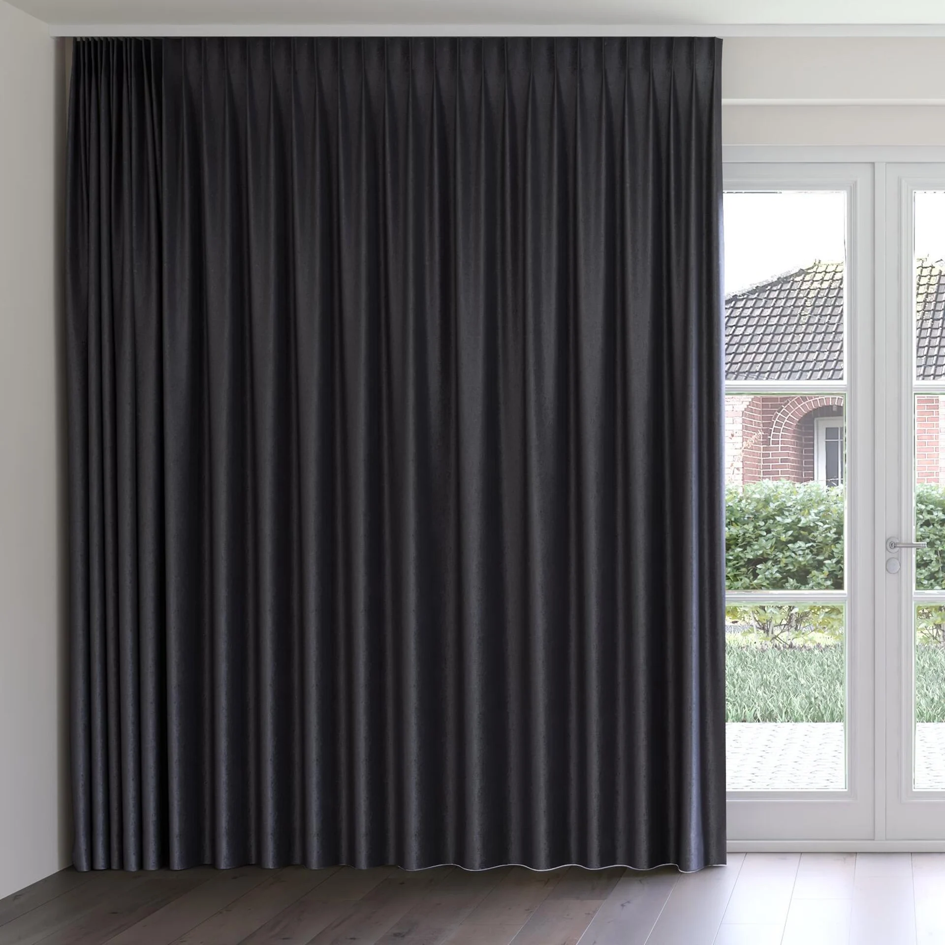 Front view of Recharge Anthracite, on curtain rail