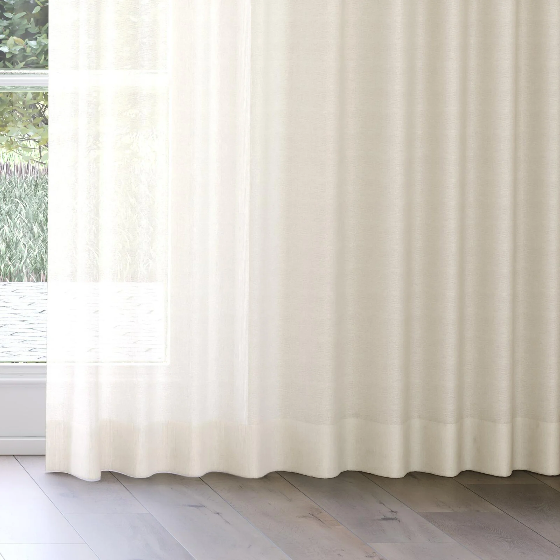 Bottom view of Breathtaking Linen, on curtain rail