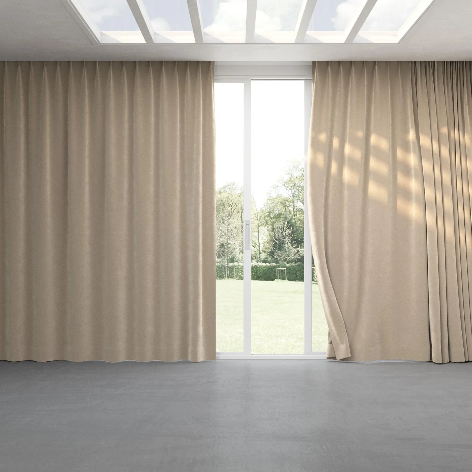 Full view of Moon Stone, pinch pleat
