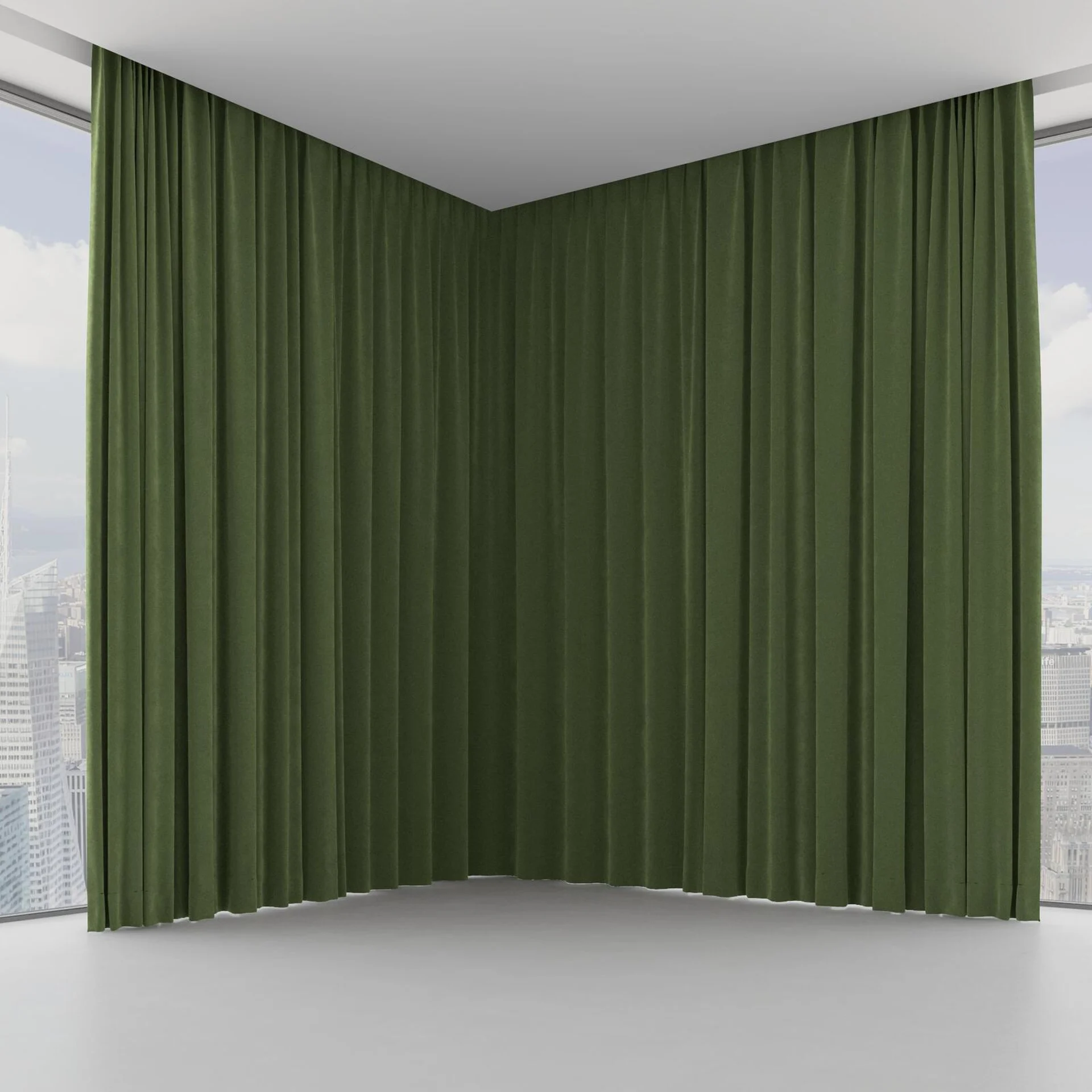 Front view of Lux Velvet Forest 8104, on hidden rail