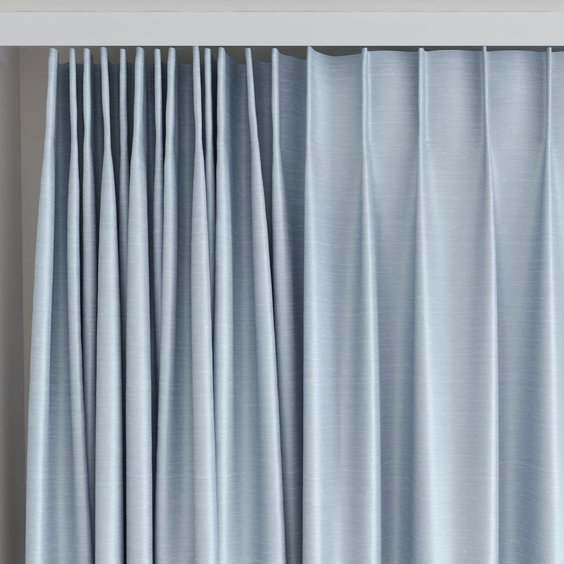 Top view of Silky Sky, on curtain rail