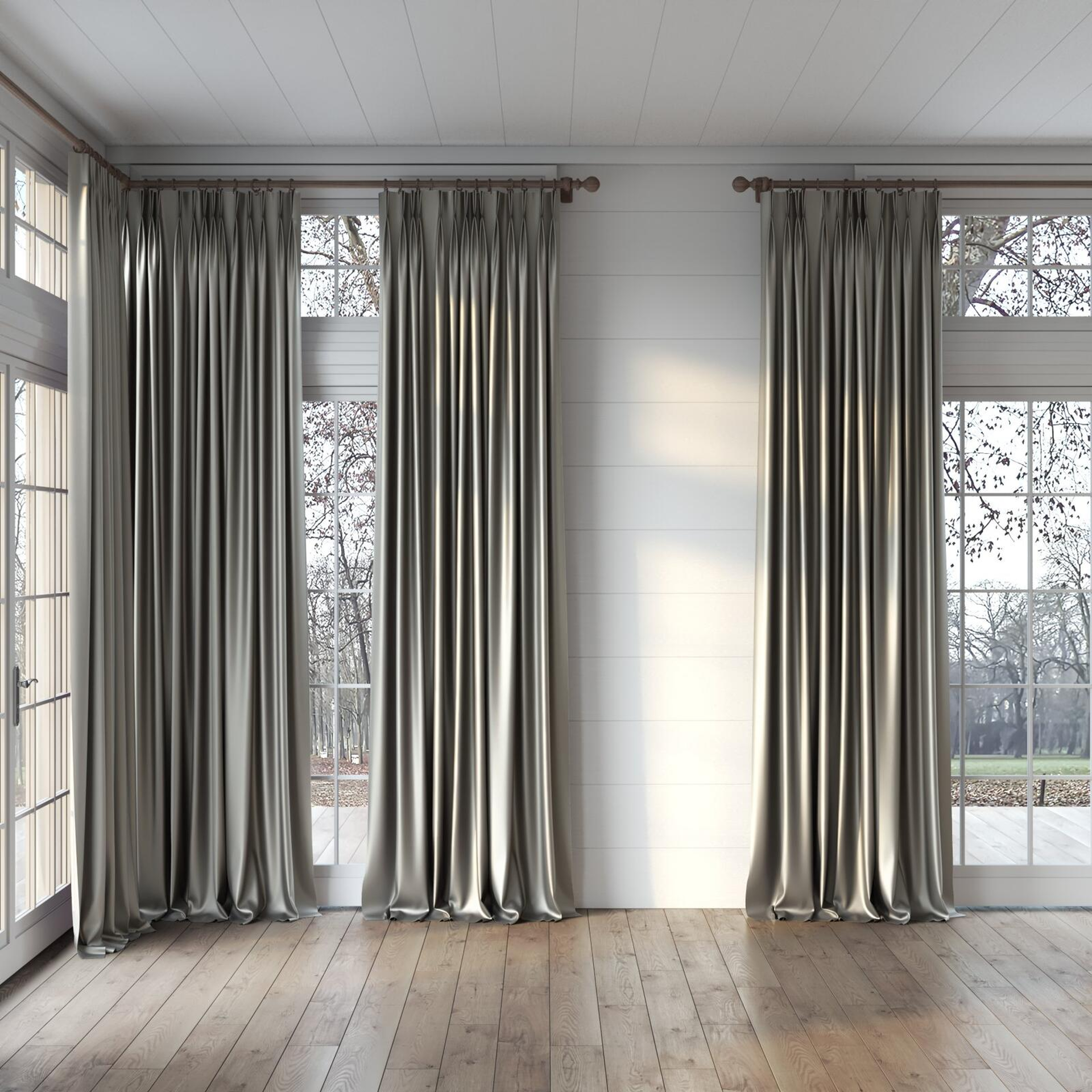 Full view of North Face Plaza, puddled, on curtain rod