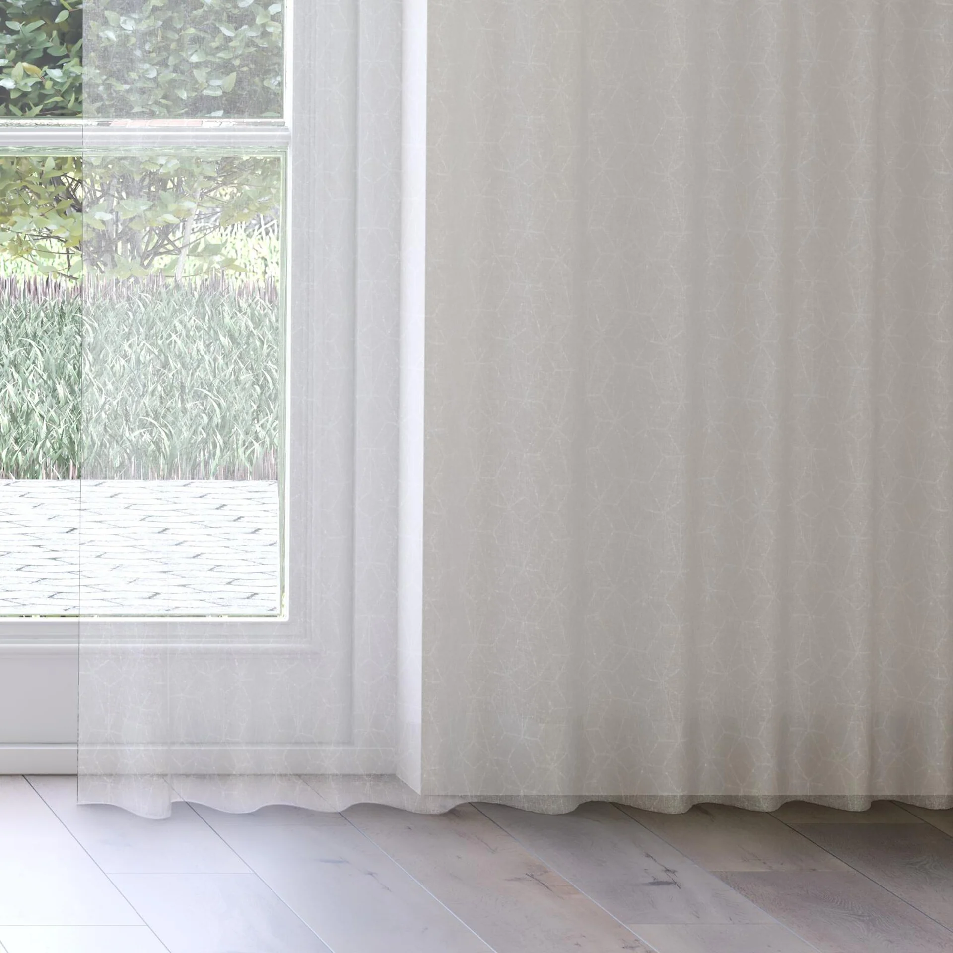 Bottom view of Alassio Linen, on curtain rail