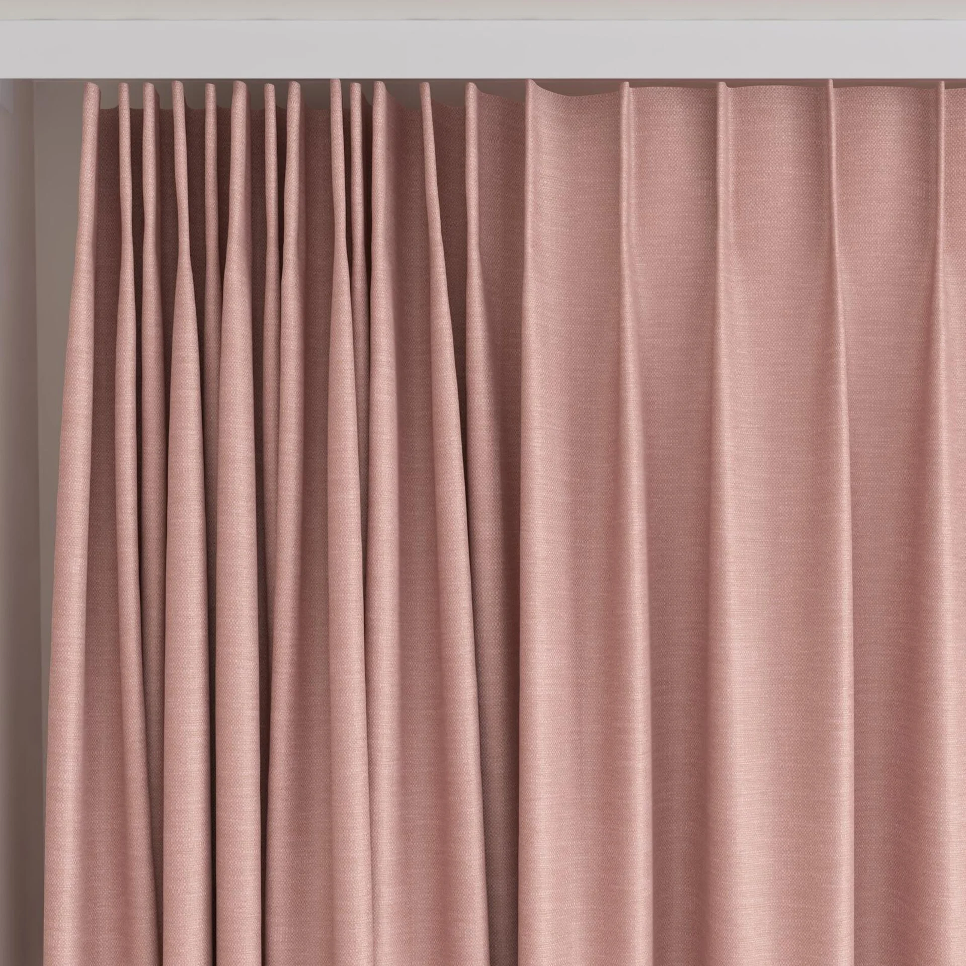 Top view of Colourwash Eco Orchid, on curtain rail