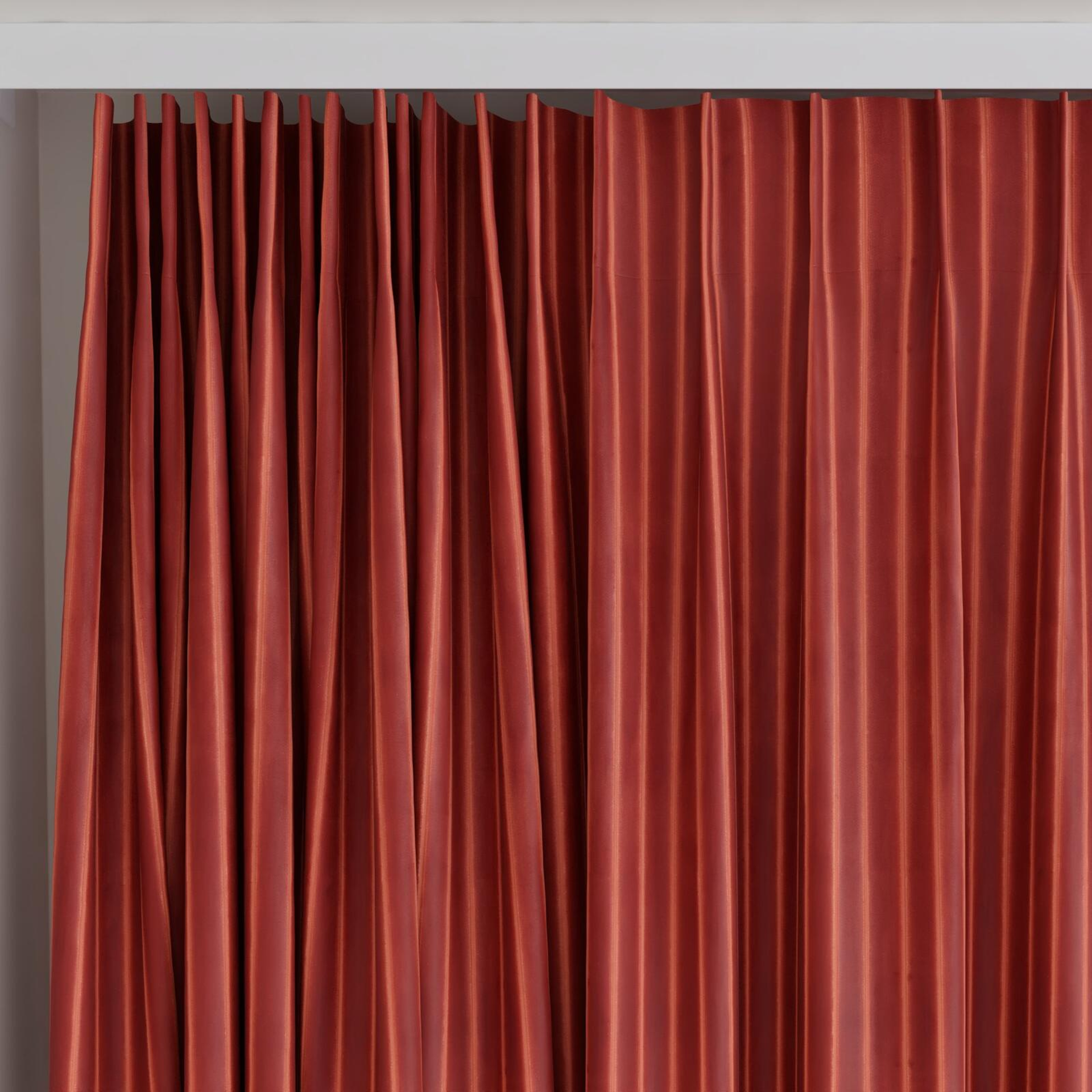 Top view of Cordial Copper, on curtain rail