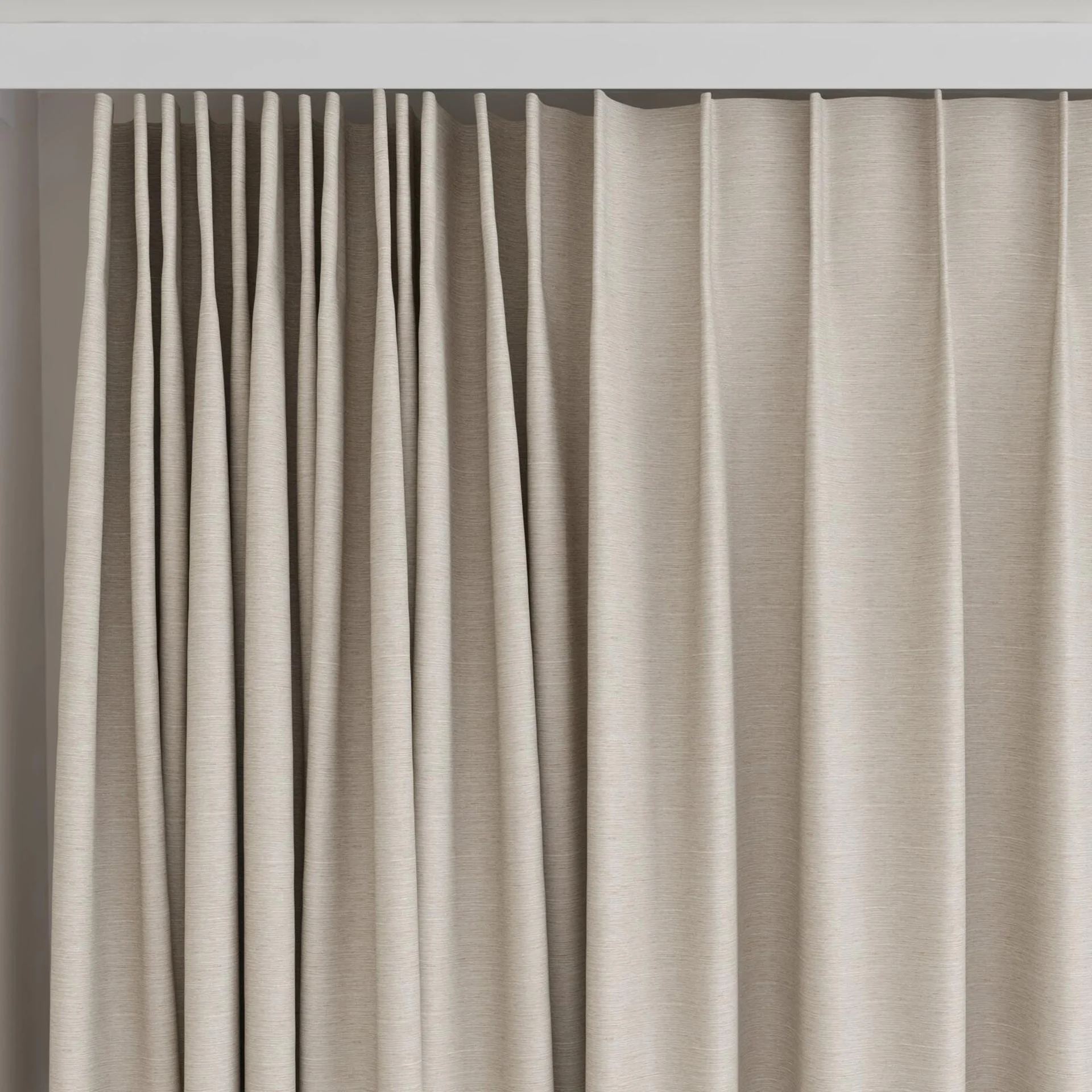 Top view of Maharaja II Parchment, on curtain rail