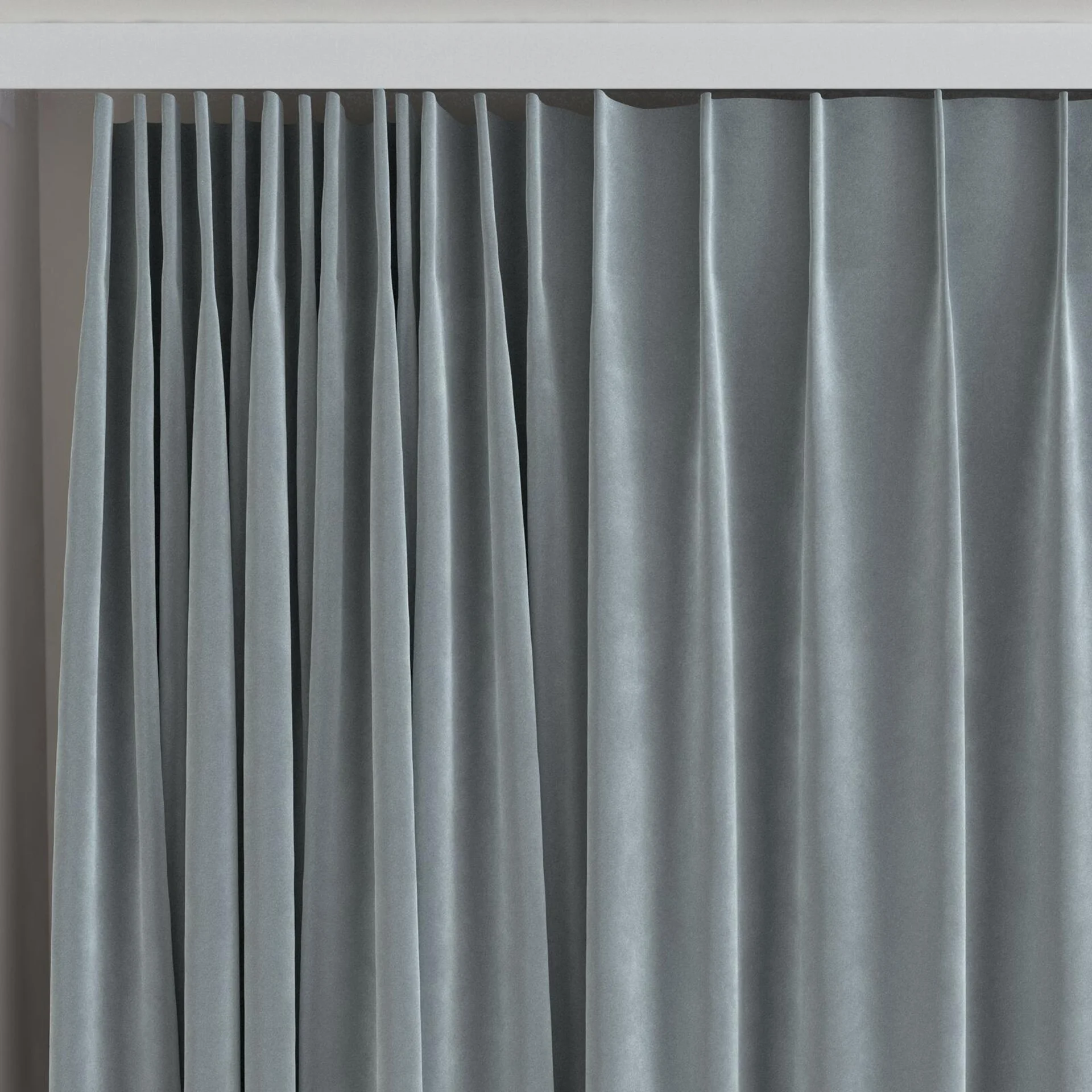 Top view of Vienna Opal, on curtain rail