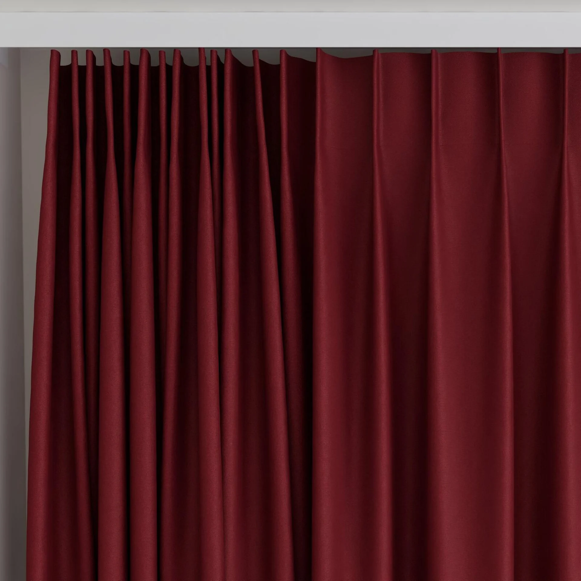 Top view of Woolskin Bordeaux, on curtain rail
