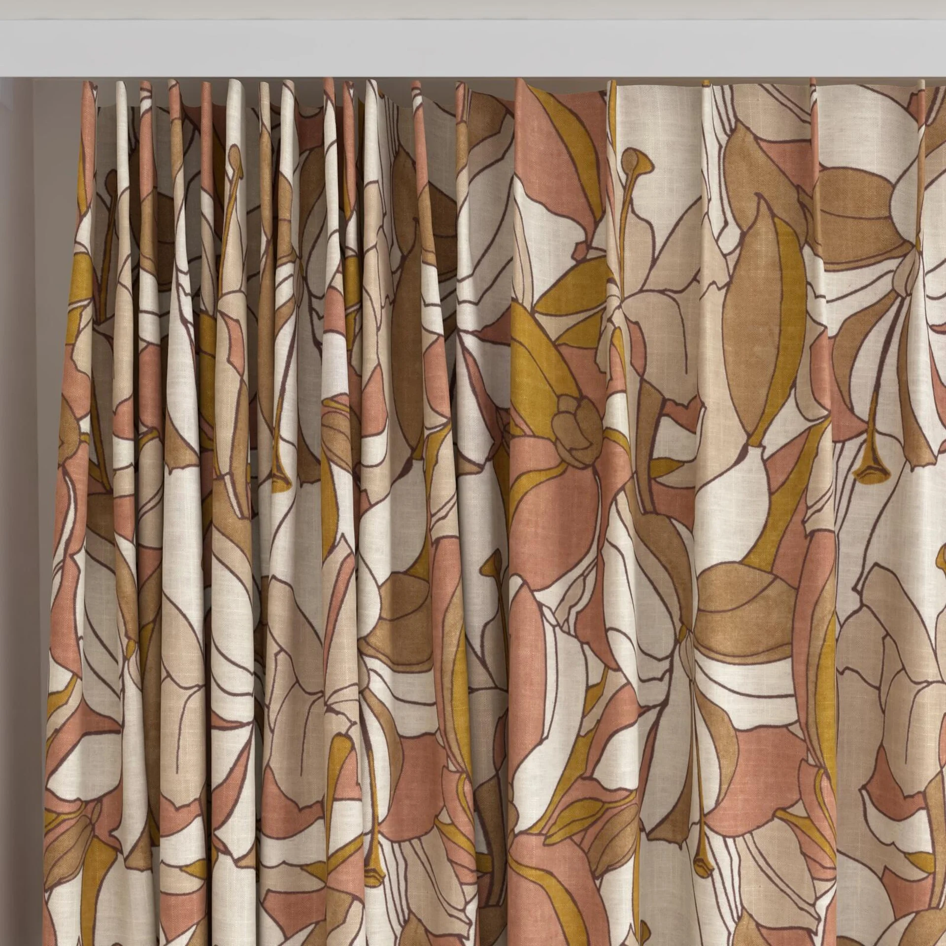 Top view of Lilium Saffron, on curtain rail