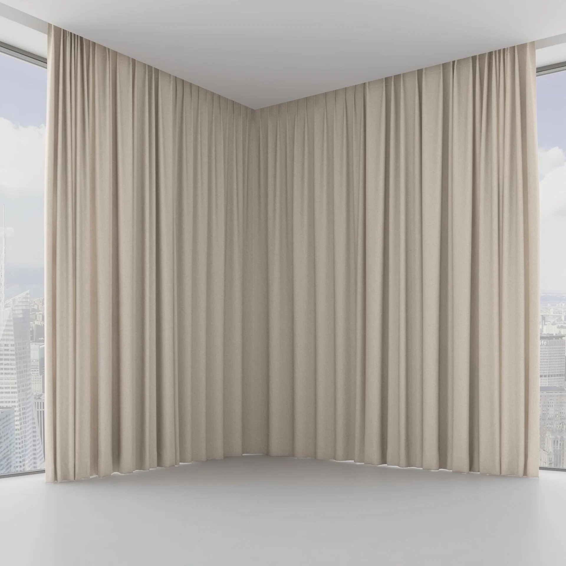 Front view of Yugen Linen, on hidden rail
