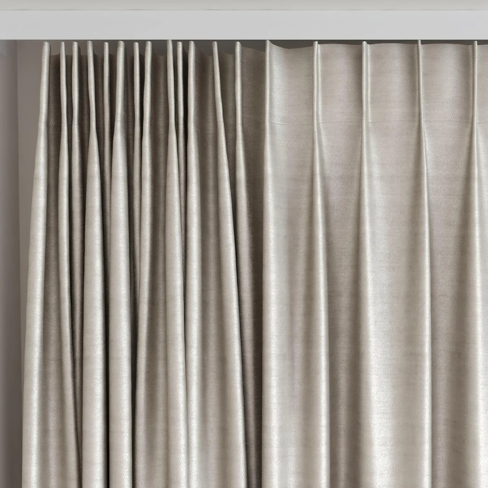 Top view of Zircon Stucco, on curtain rail