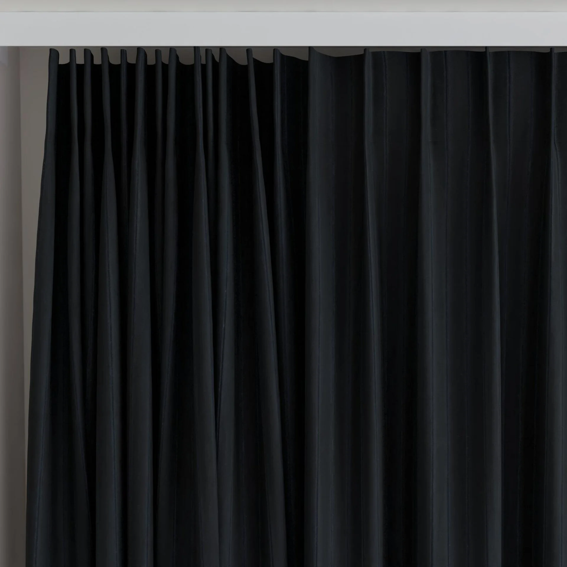 Top view of Cordial Raven, on curtain rail