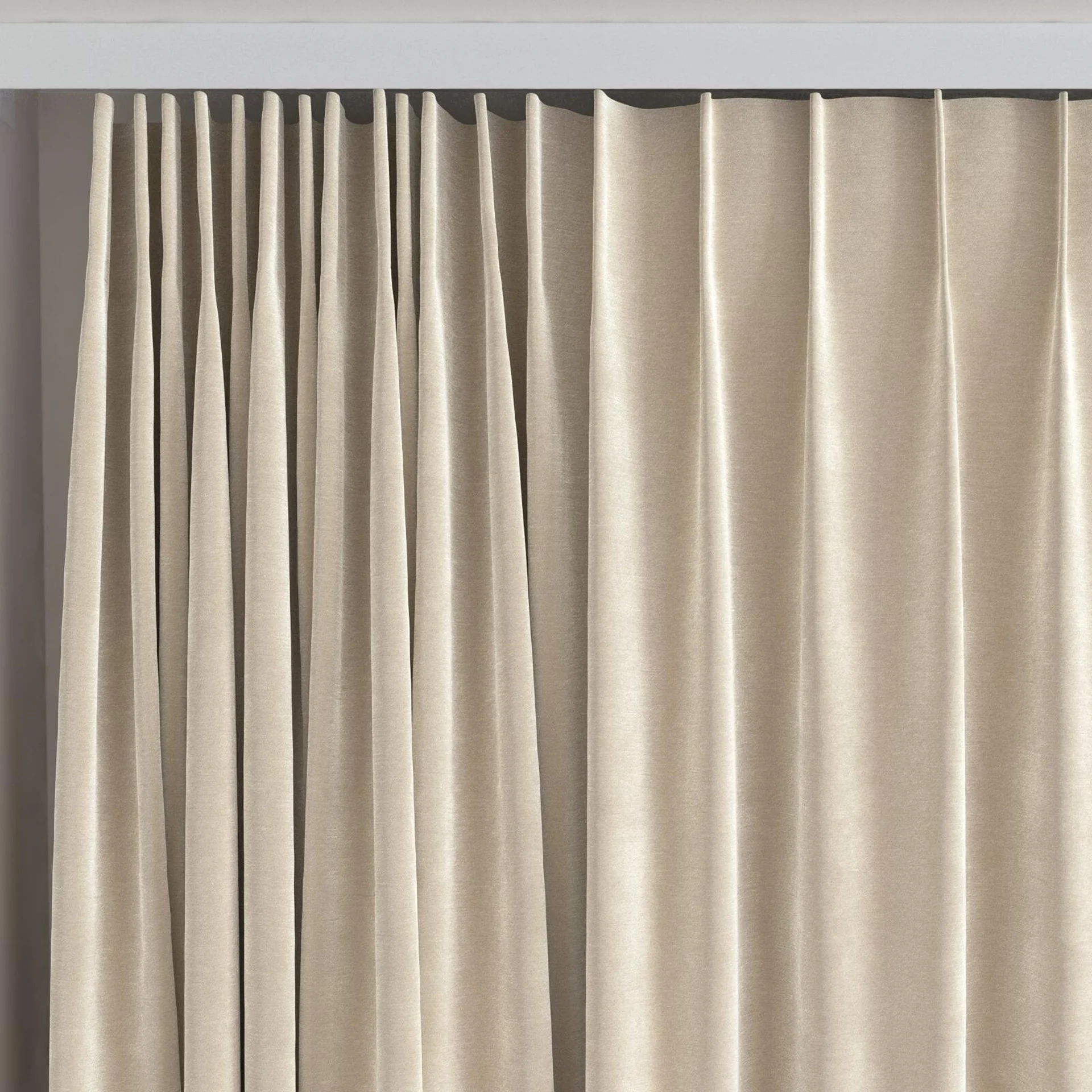 Top view of Moon Sand, on curtain rail