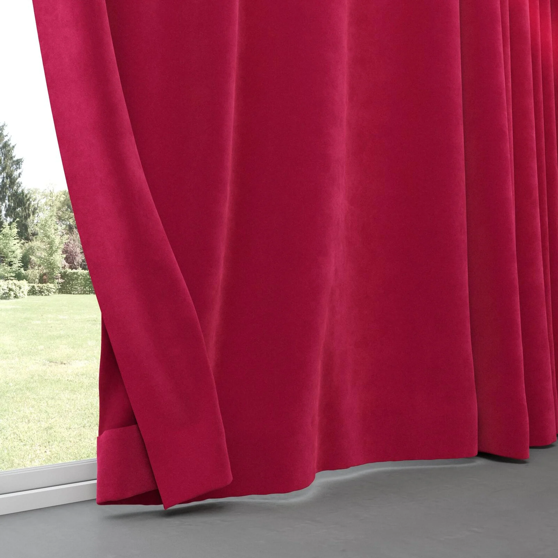 Bottom view of Lux Velvet Strawberry 8613, pinch pleat