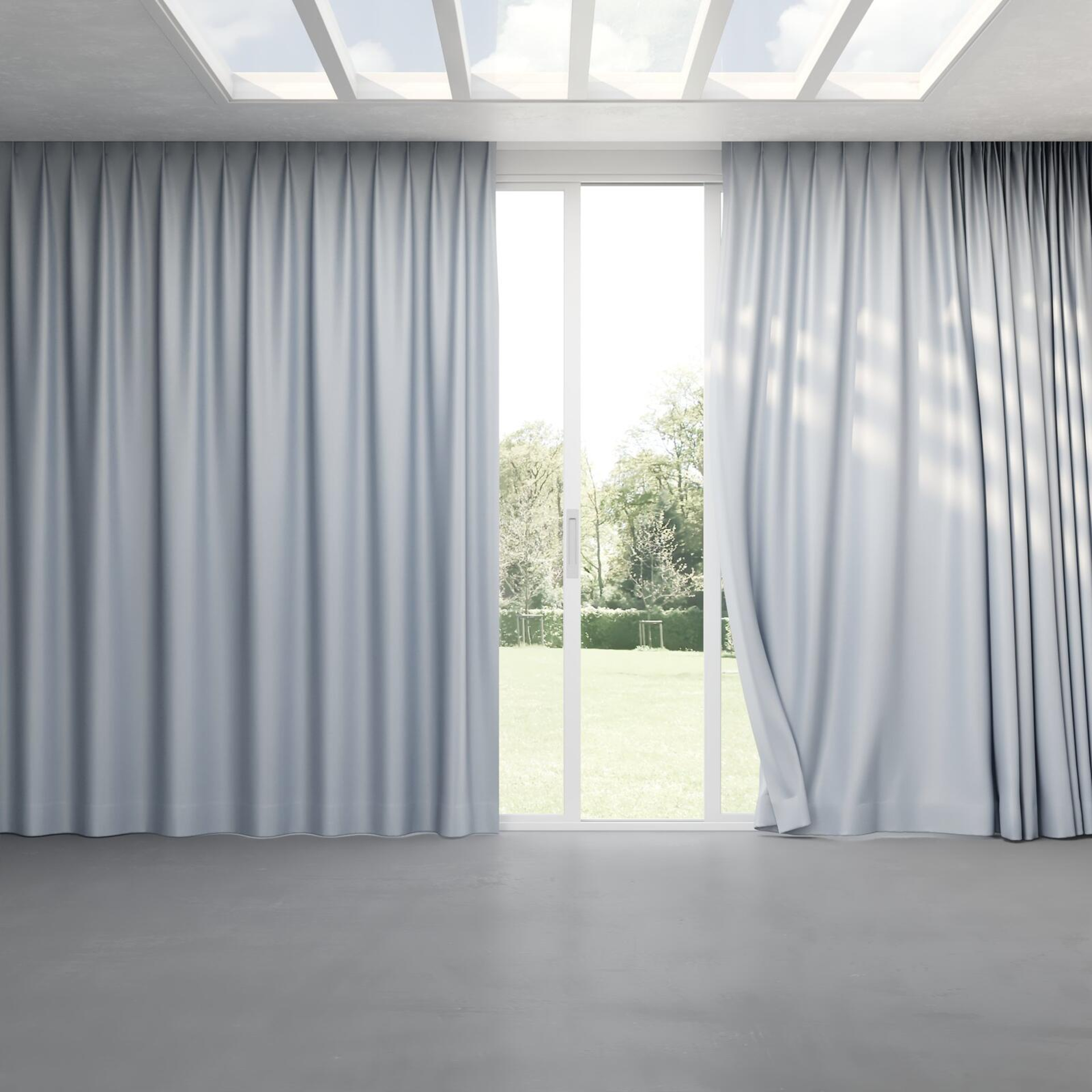 Full view of Re-Vive Silver, pinch pleat