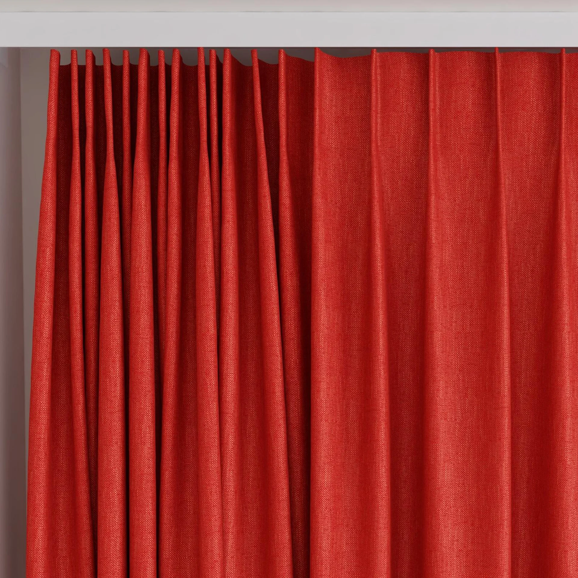 Top view of Bronco Paprika, on curtain rail