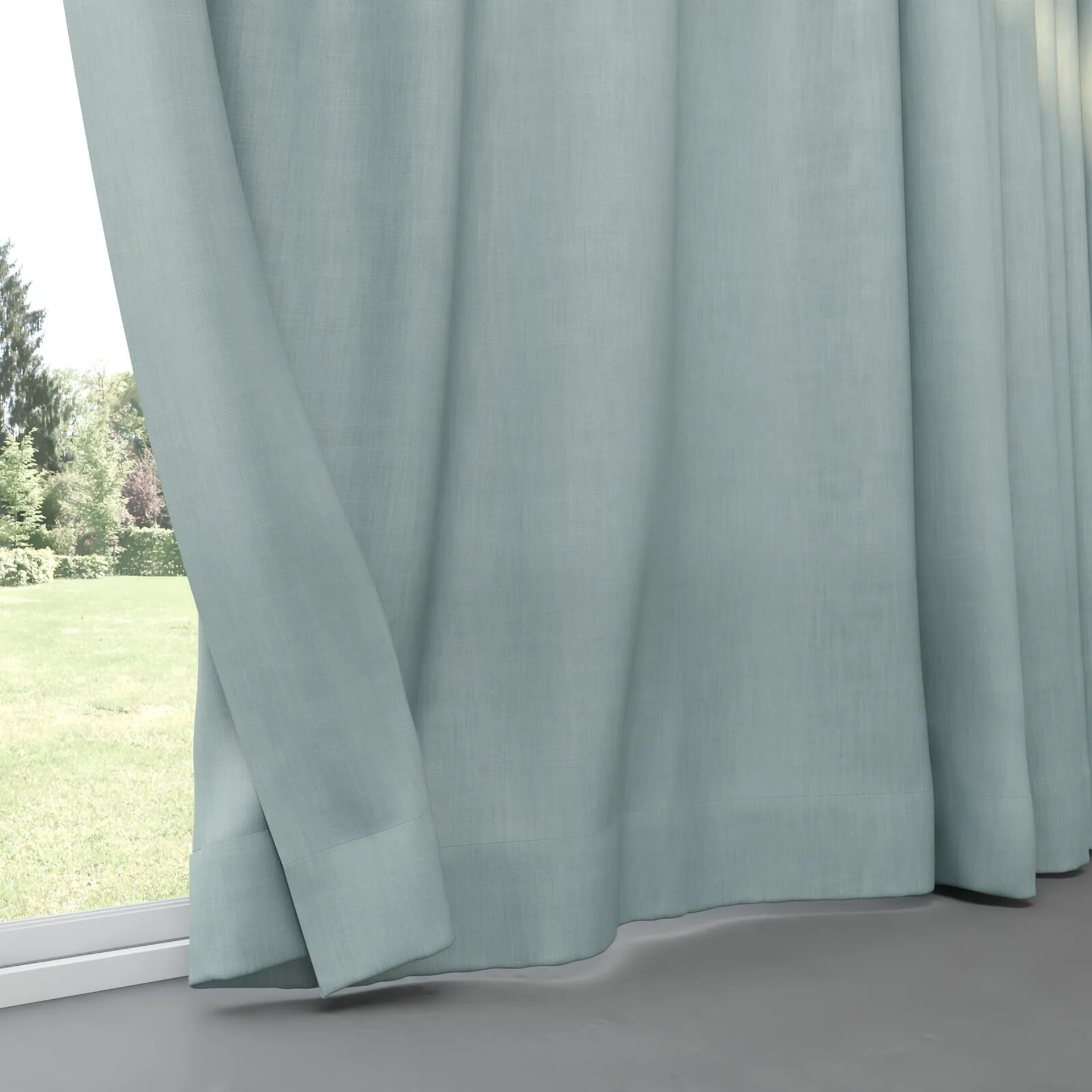 Bottom view of Lexicon Seafoam, pinch pleat
