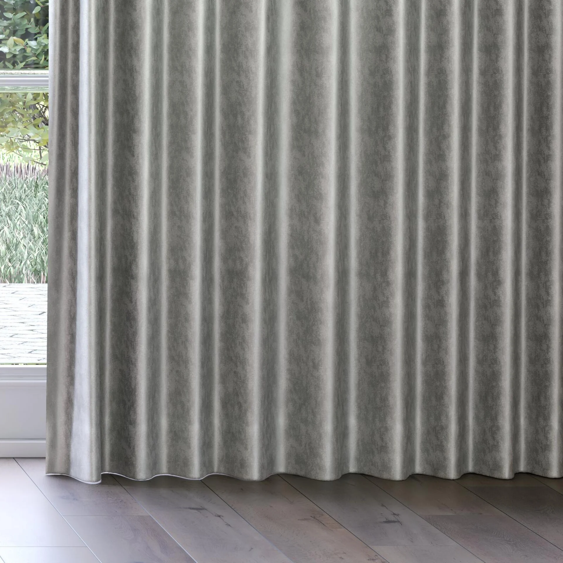 Bottom view of Fizz Aluminium, on curtain rail