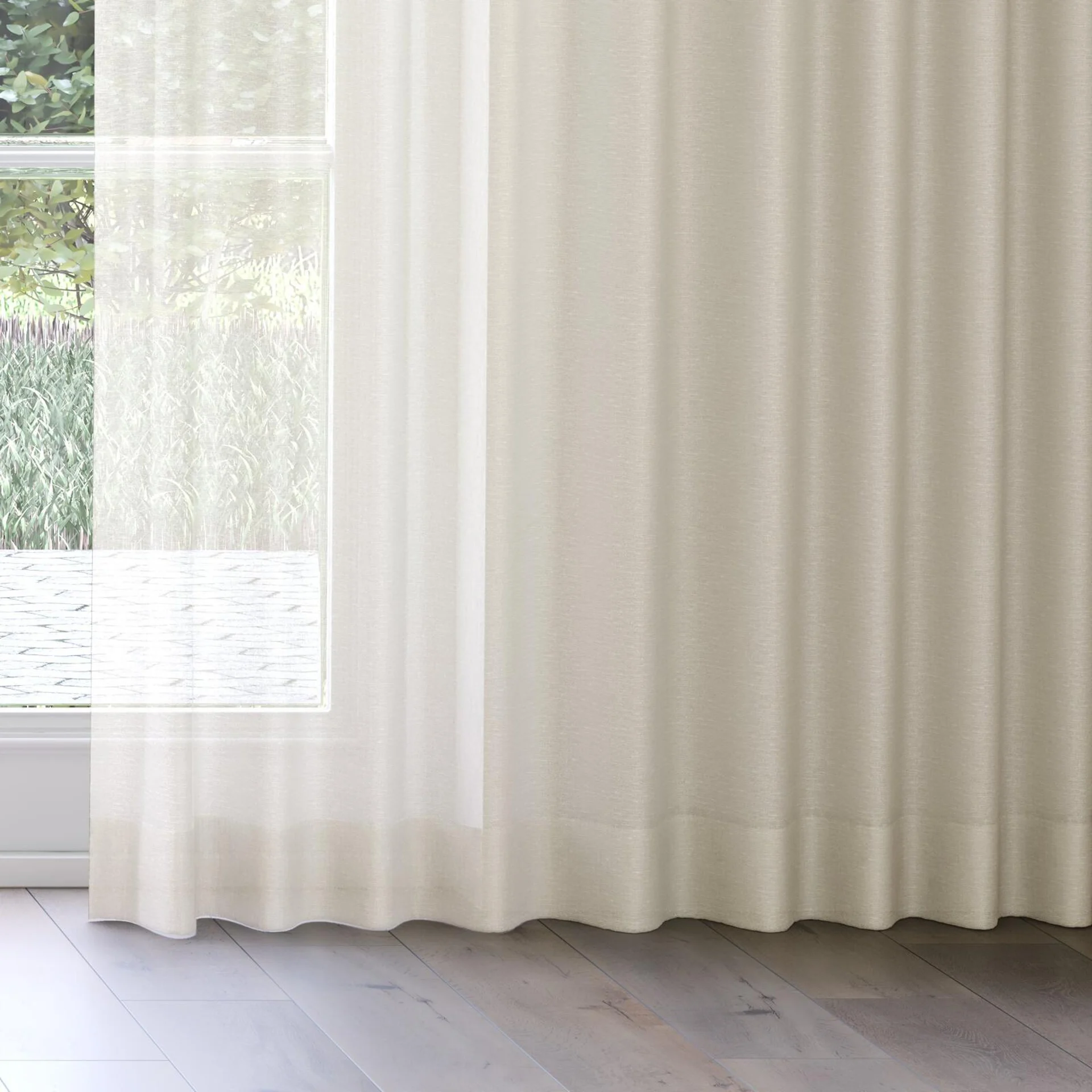 Bottom view of Alcova Linen, on curtain rail