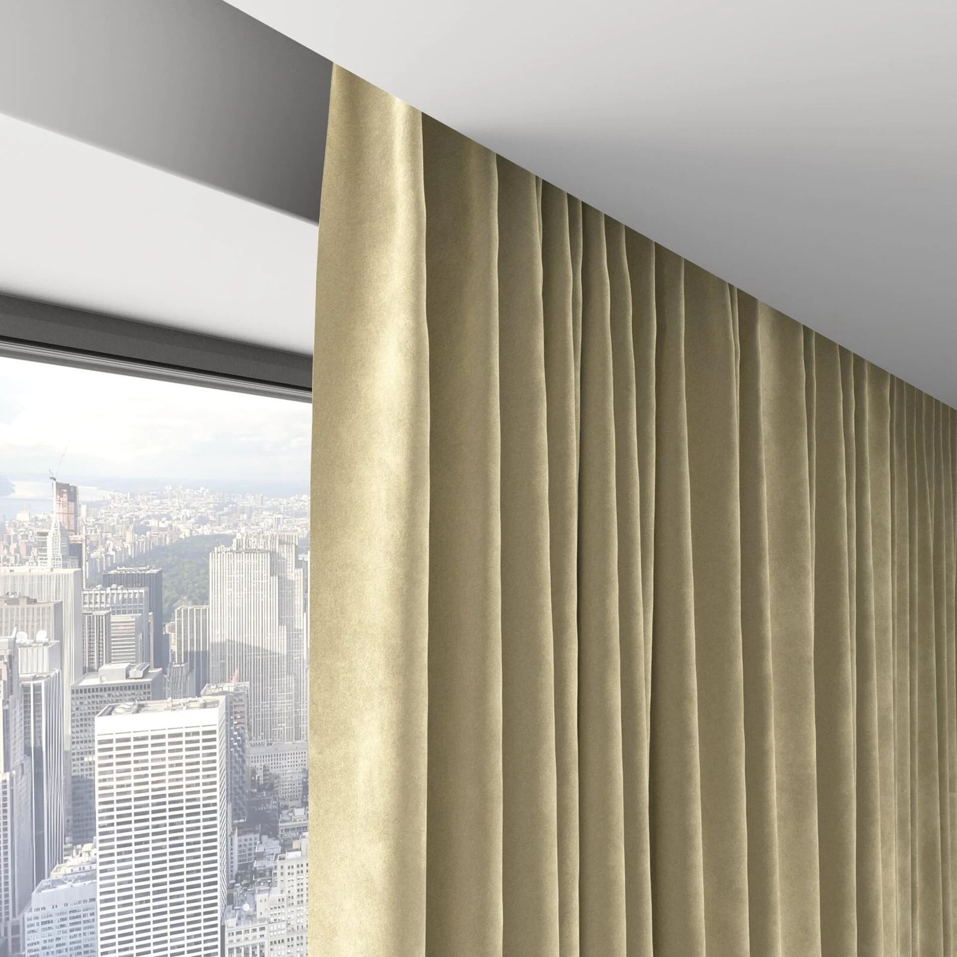 Top view of Lux Velvet Moss 8408, on hidden rail