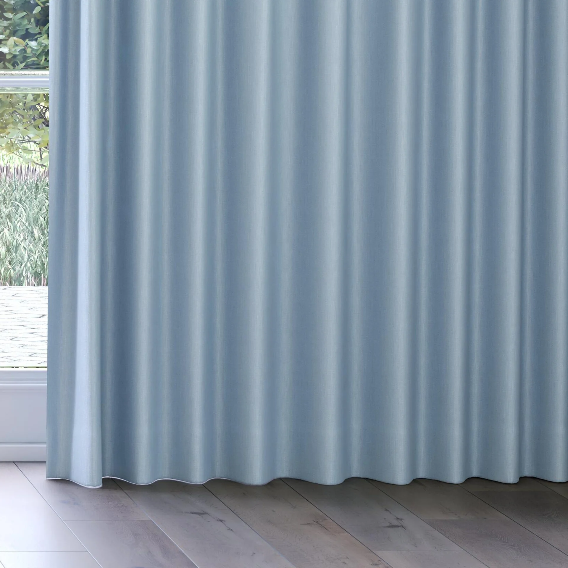 Bottom view of Cordoba Aqua, on curtain rail
