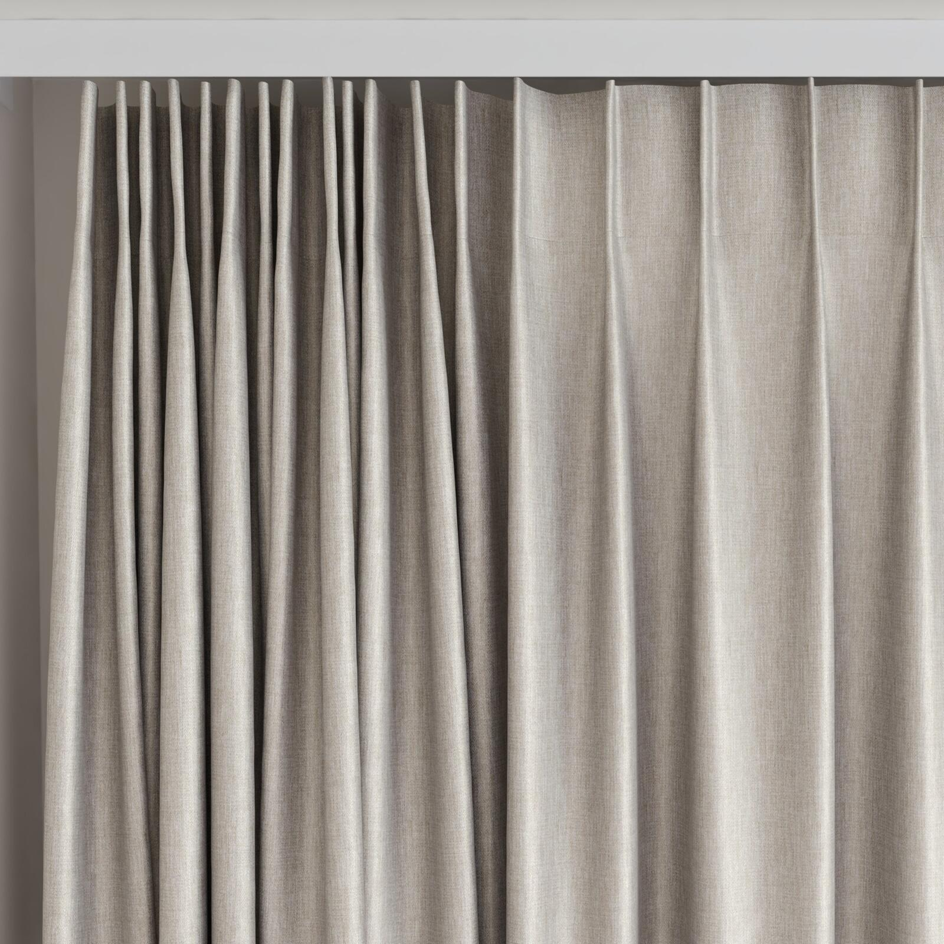 Top view of Matrix Linen, on curtain rail