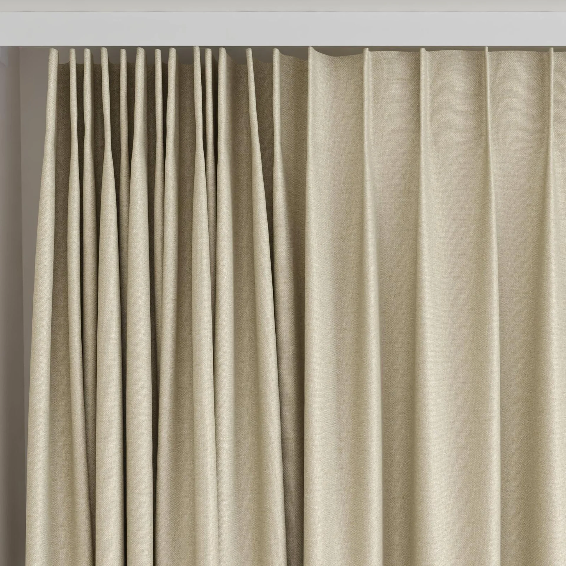Top view of Grove Rattan, on curtain rail