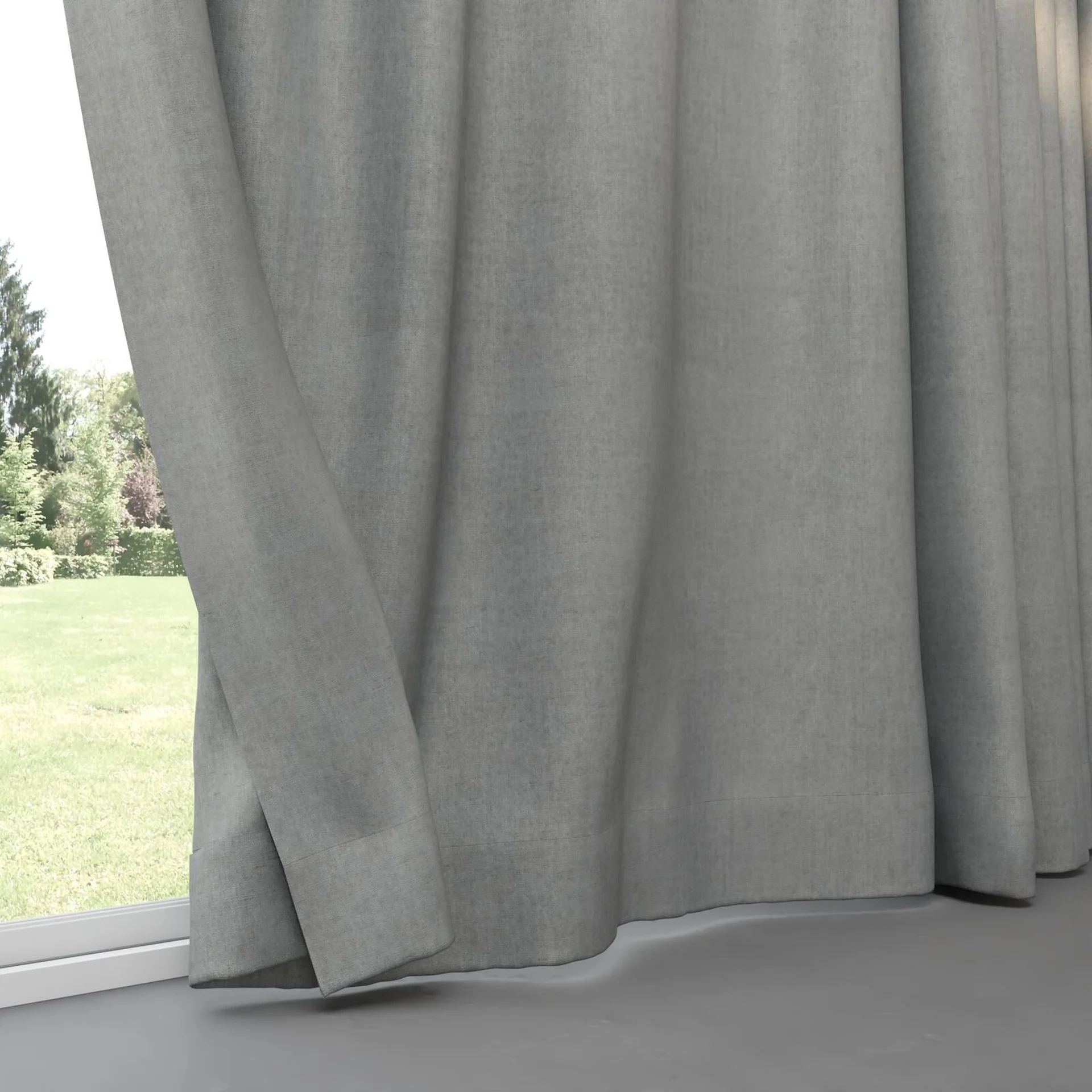Bottom view of Monterey Drizzle, pinch pleat