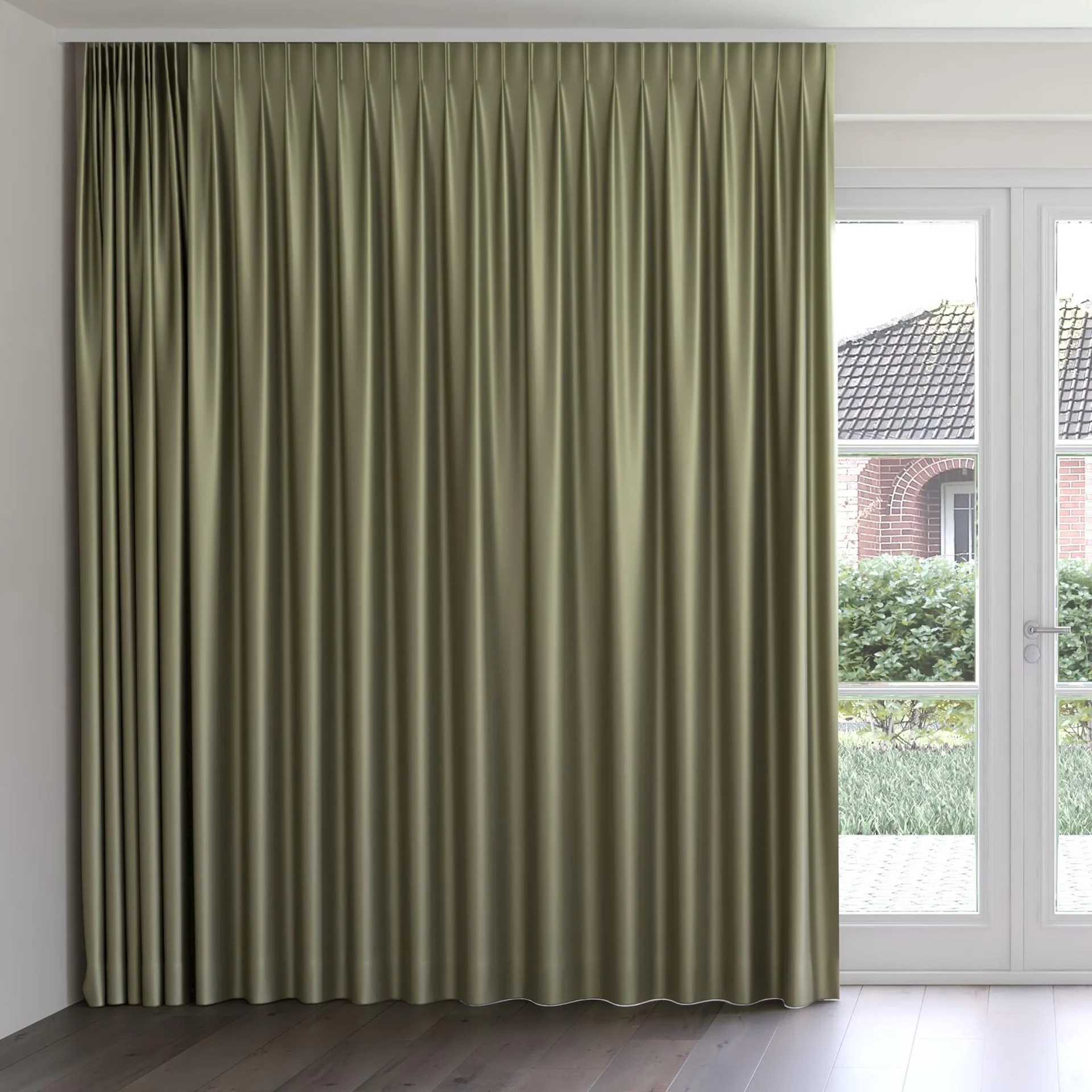 Front view of North Face Bronze, on curtain rail