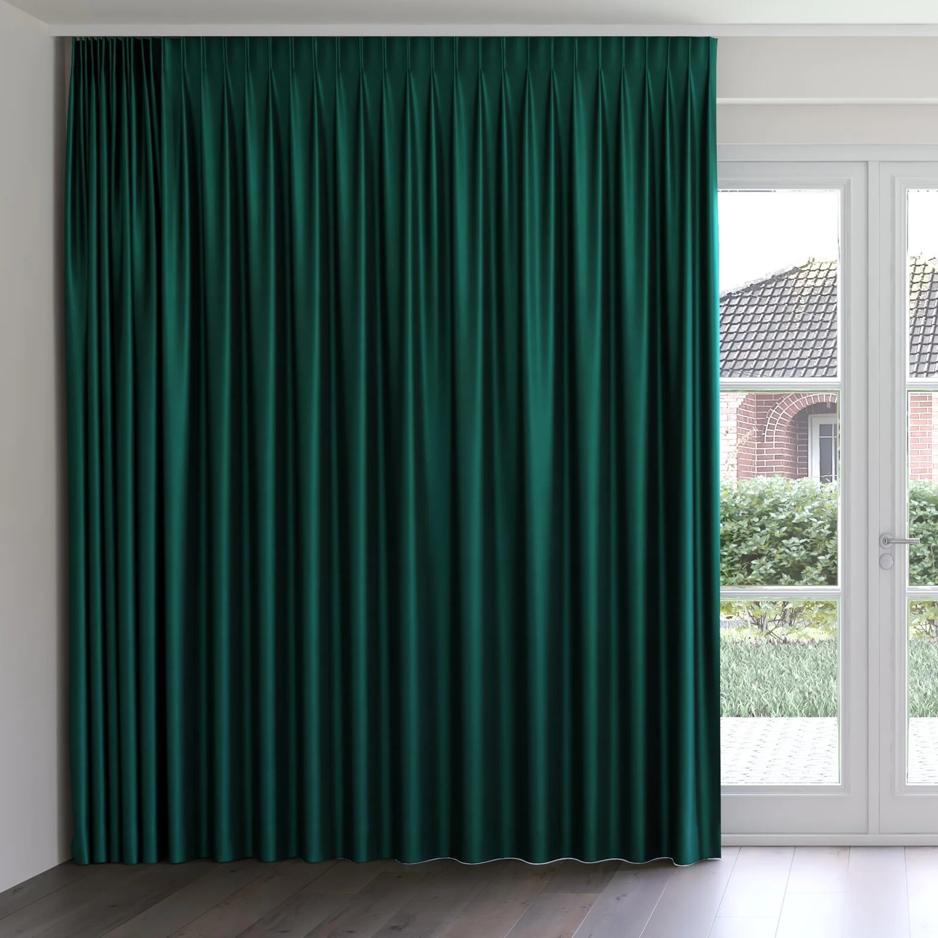 Front view of Mont Blanc Peacock, on curtain rail