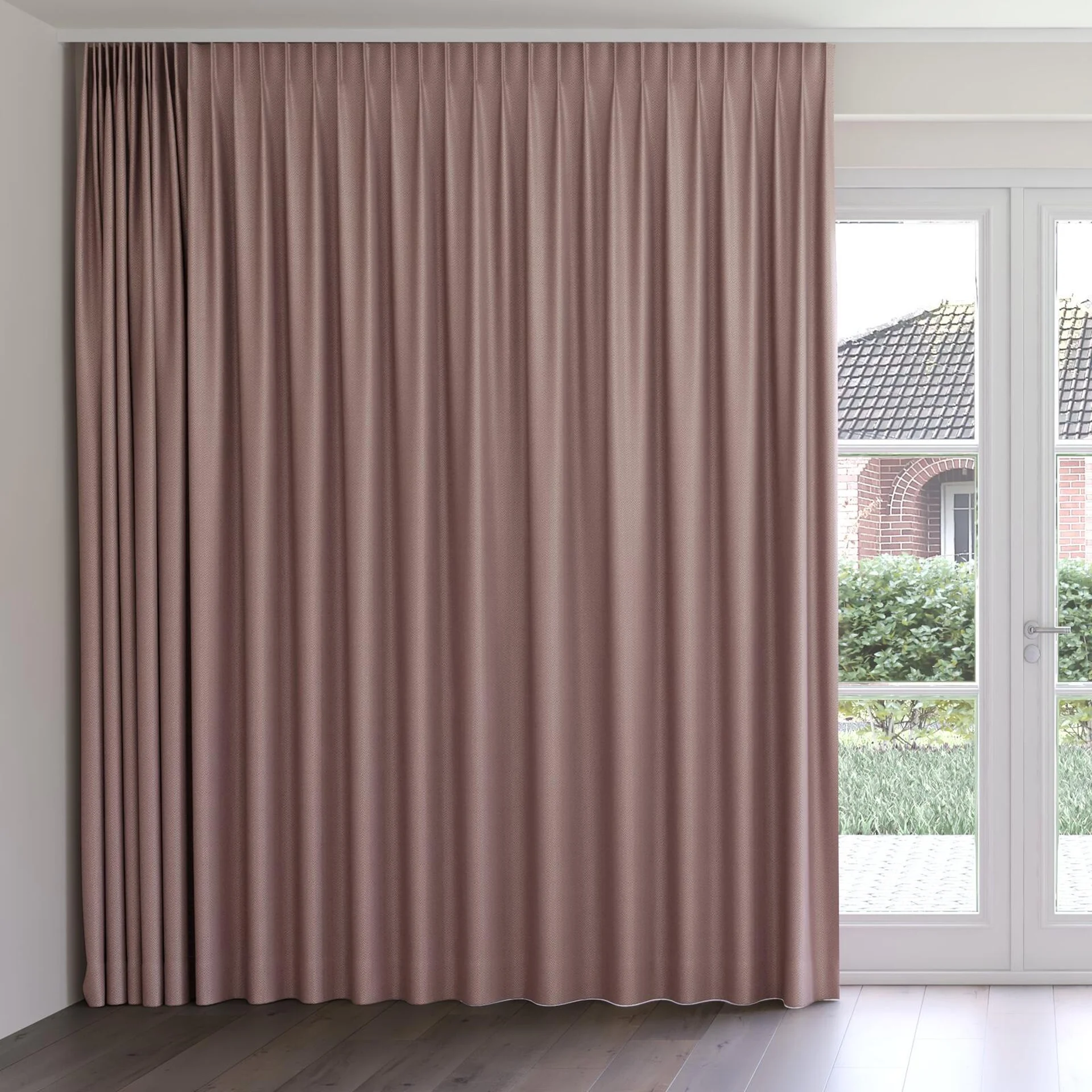 Front view of Iconji Peony, on curtain rail