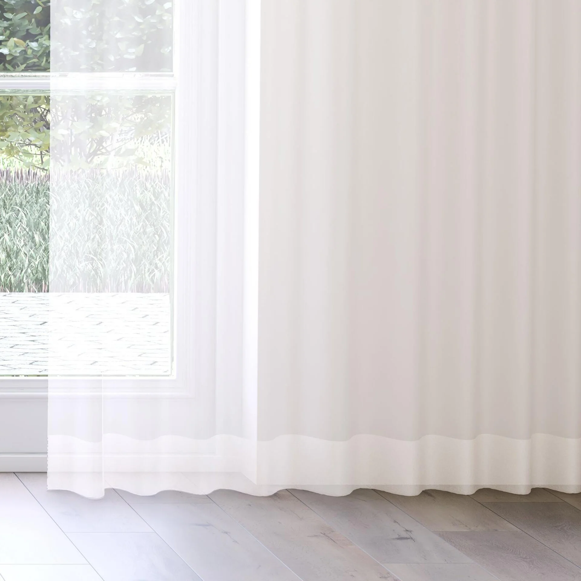 Bottom view of Xo Blossom, on curtain rail