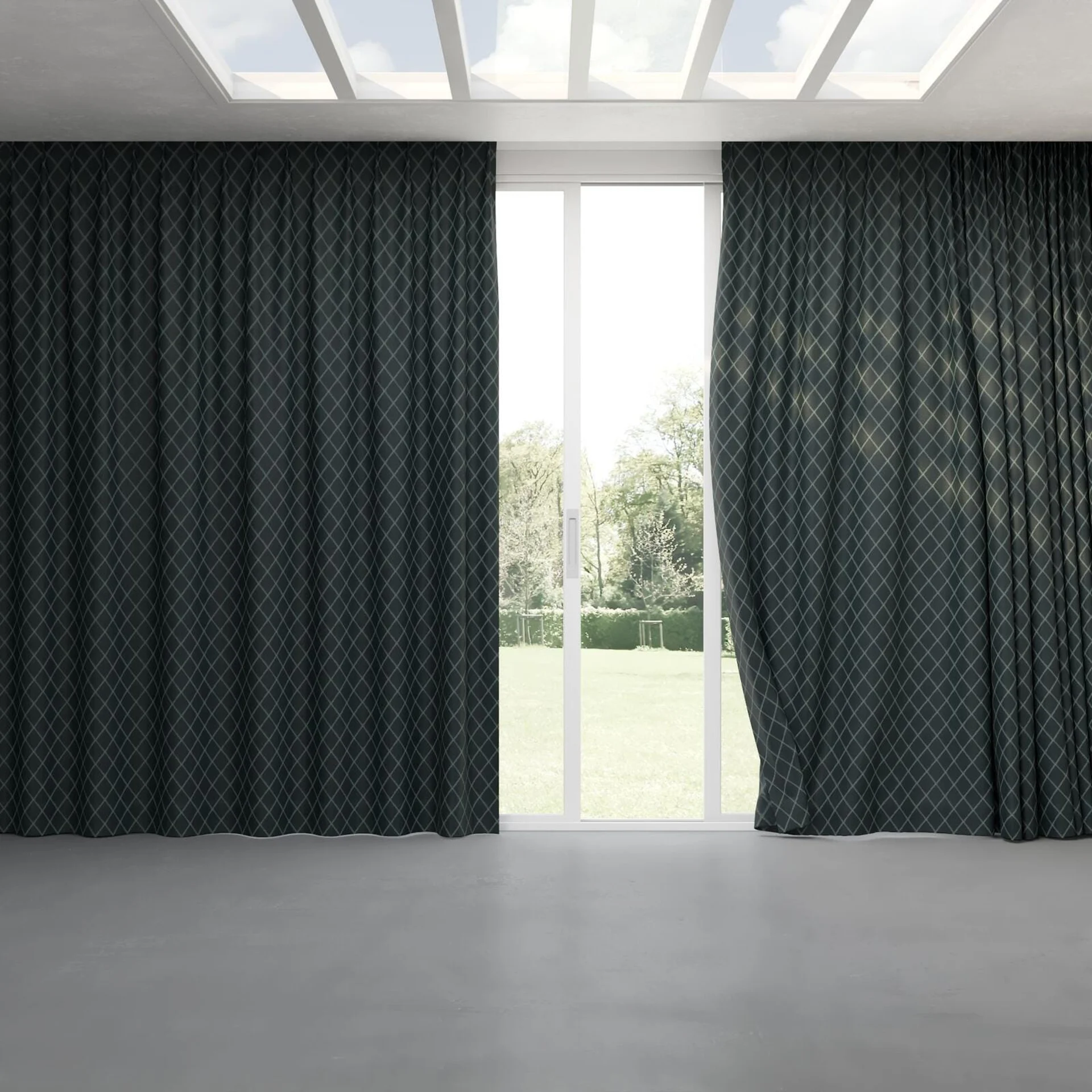 Full view of Pantheon Jasper, pinch pleat