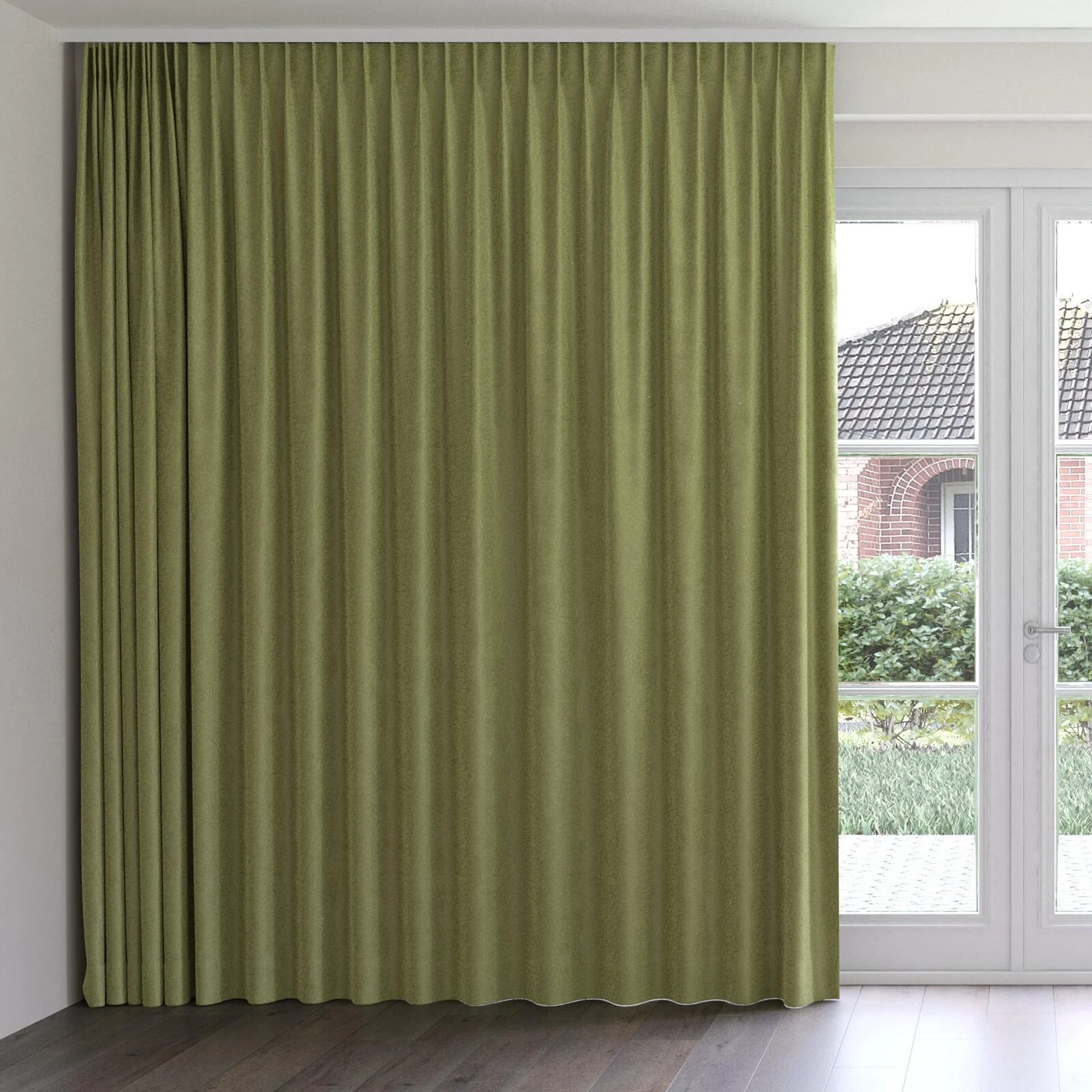 Front view of Brigadier Dill, on curtain rail