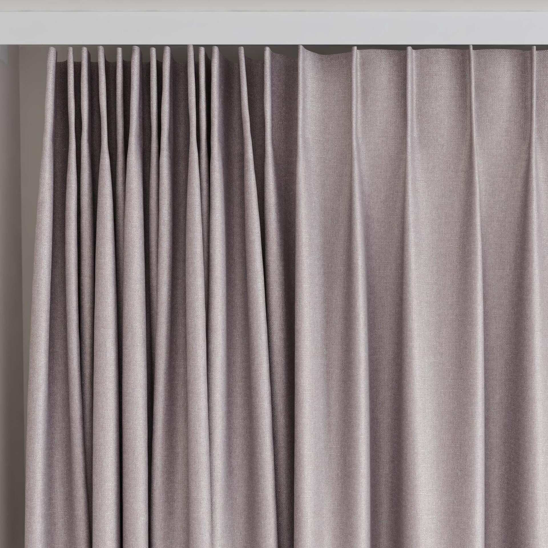 Top view of Tonga Pewter, on curtain rail