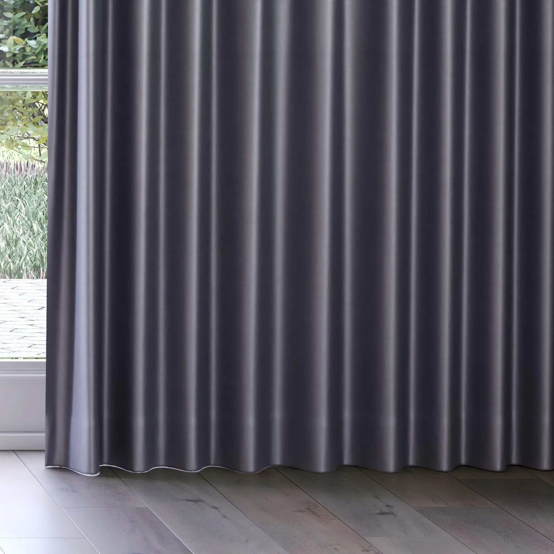 Bottom view of Mont Blanc Denim, on curtain rail