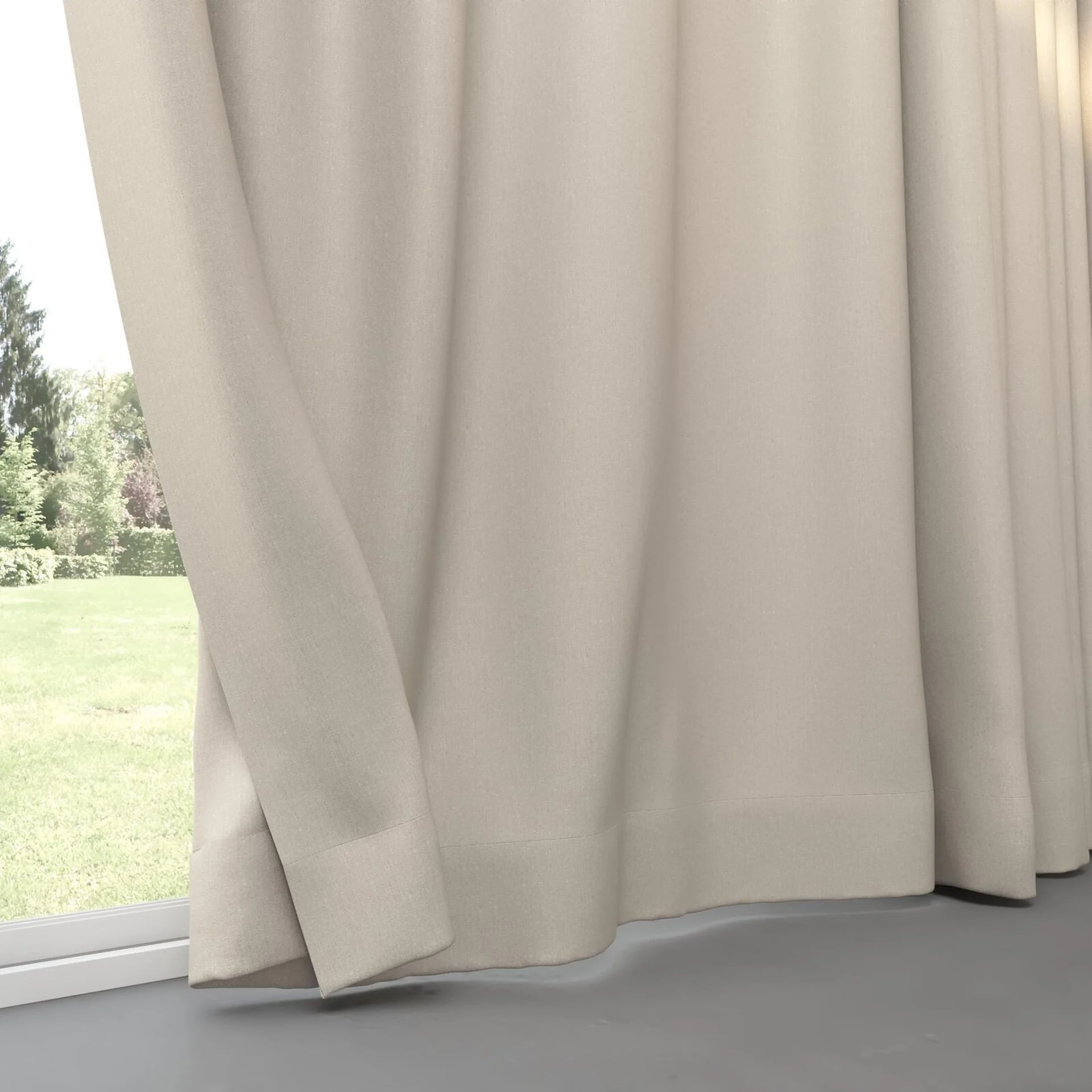 Bottom view of Excel Chinchilla, pinch pleat