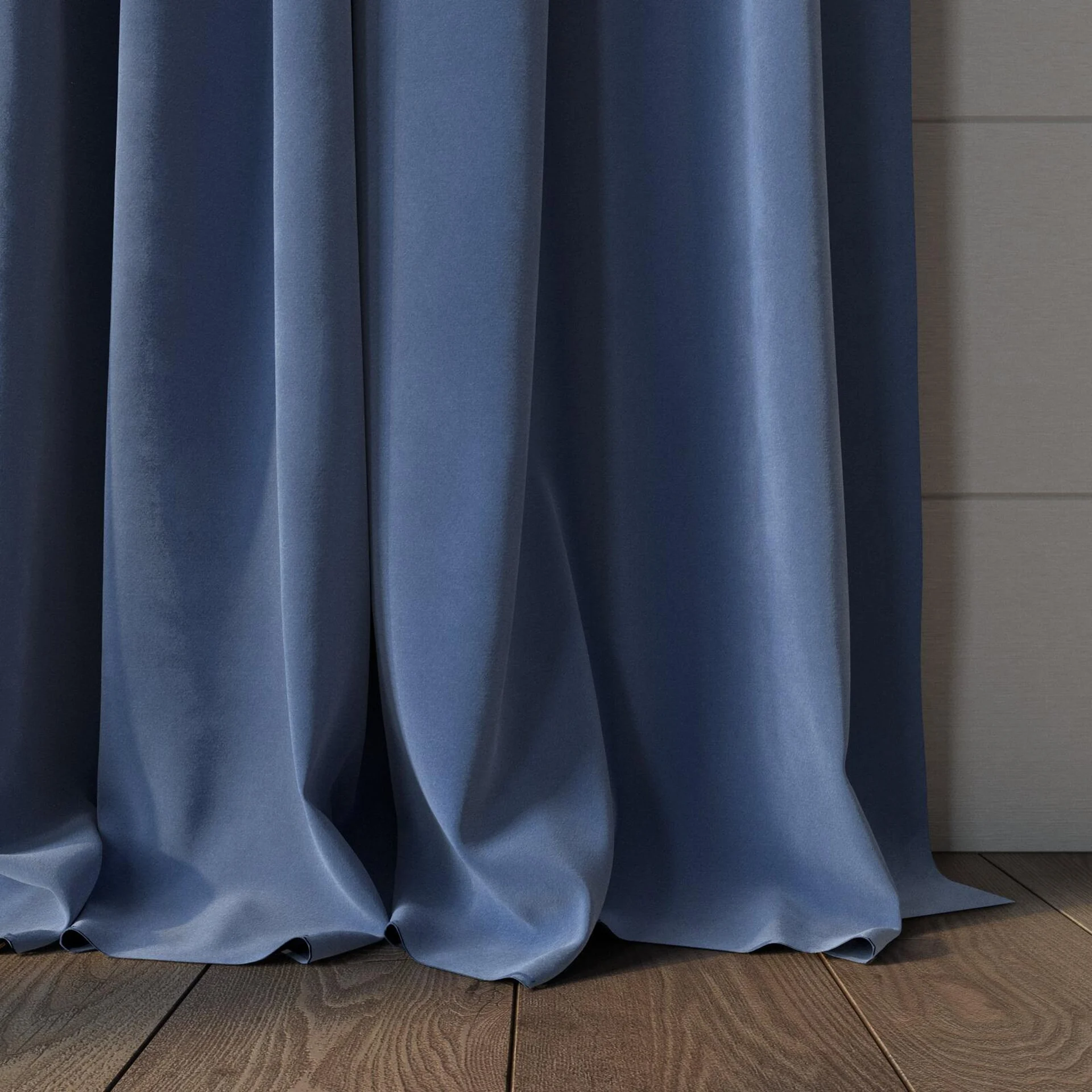 Bottom view of Verbier Ocean, puddled, on curtain rod