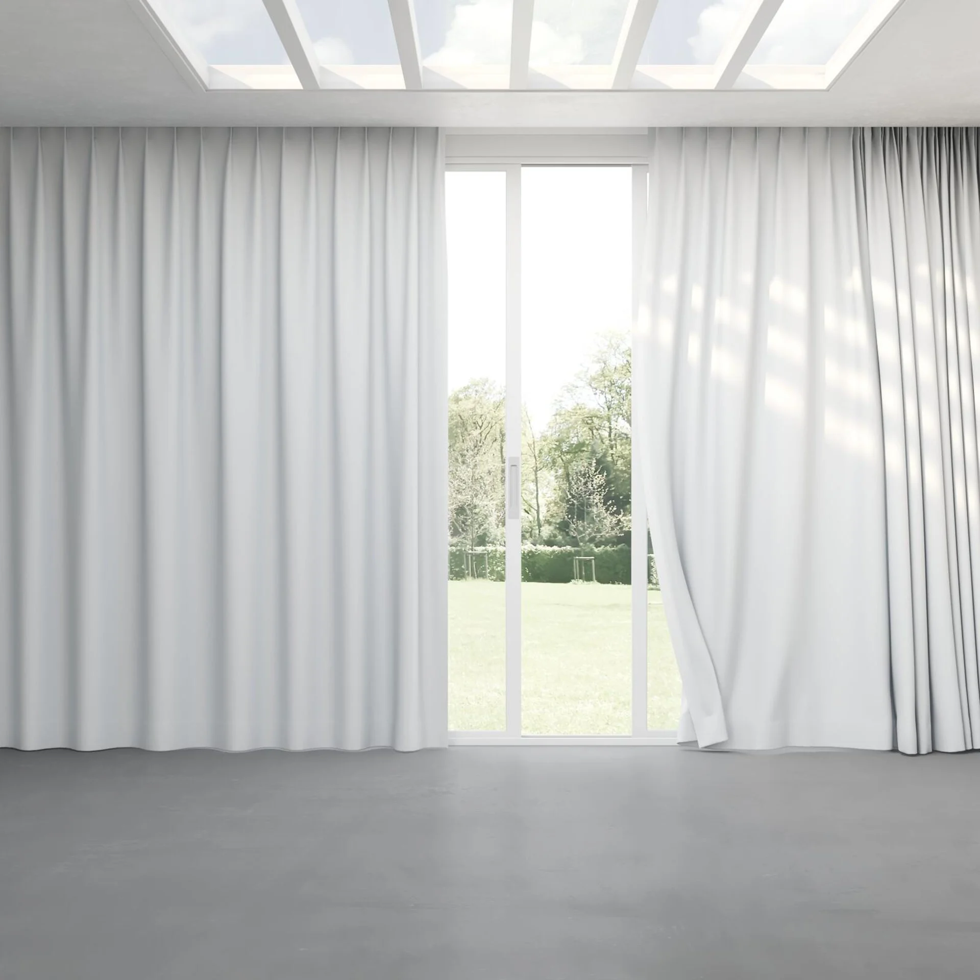 Full view of Ultra Dim Angora, pinch pleat