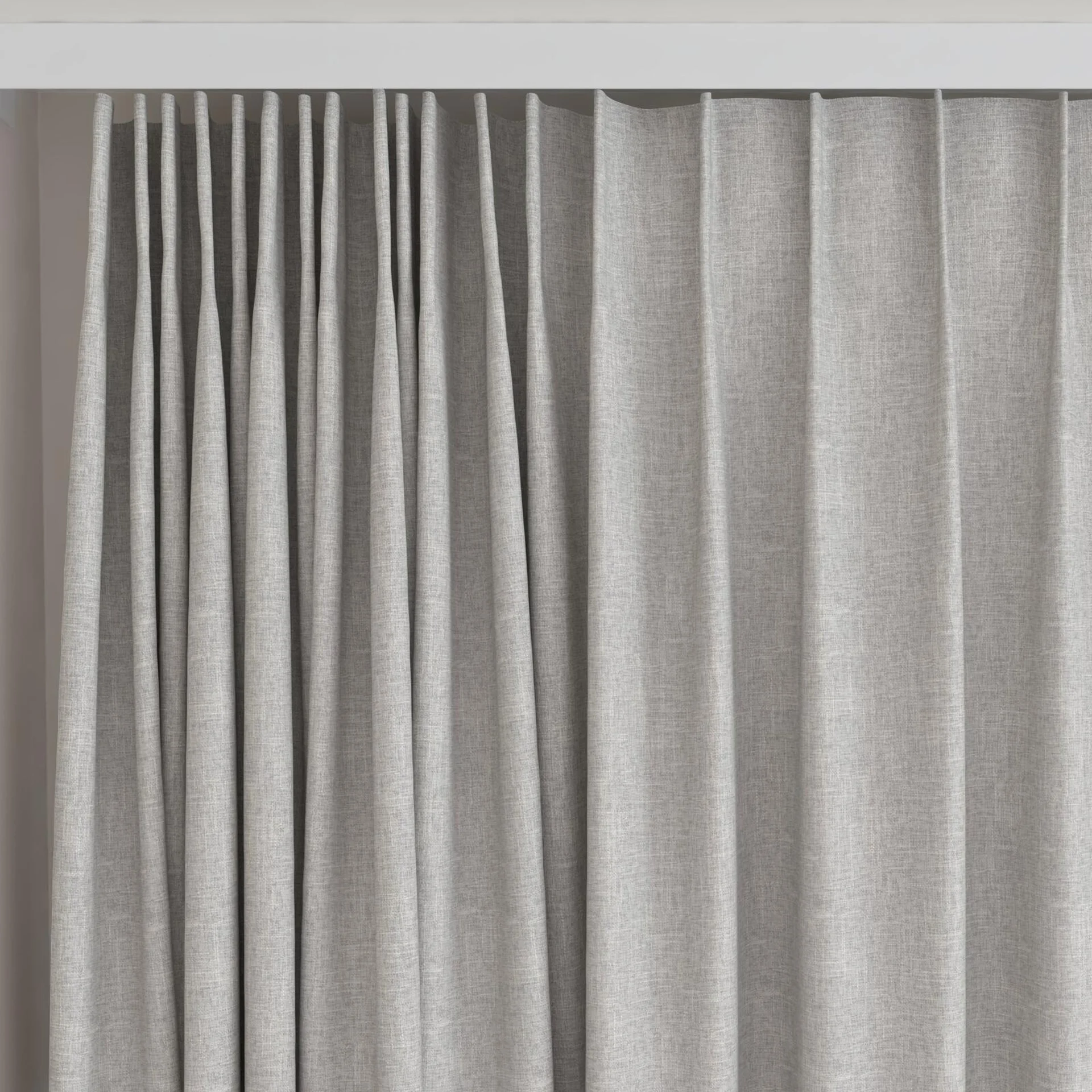 Top view of Retreat II Moonstone, on curtain rail
