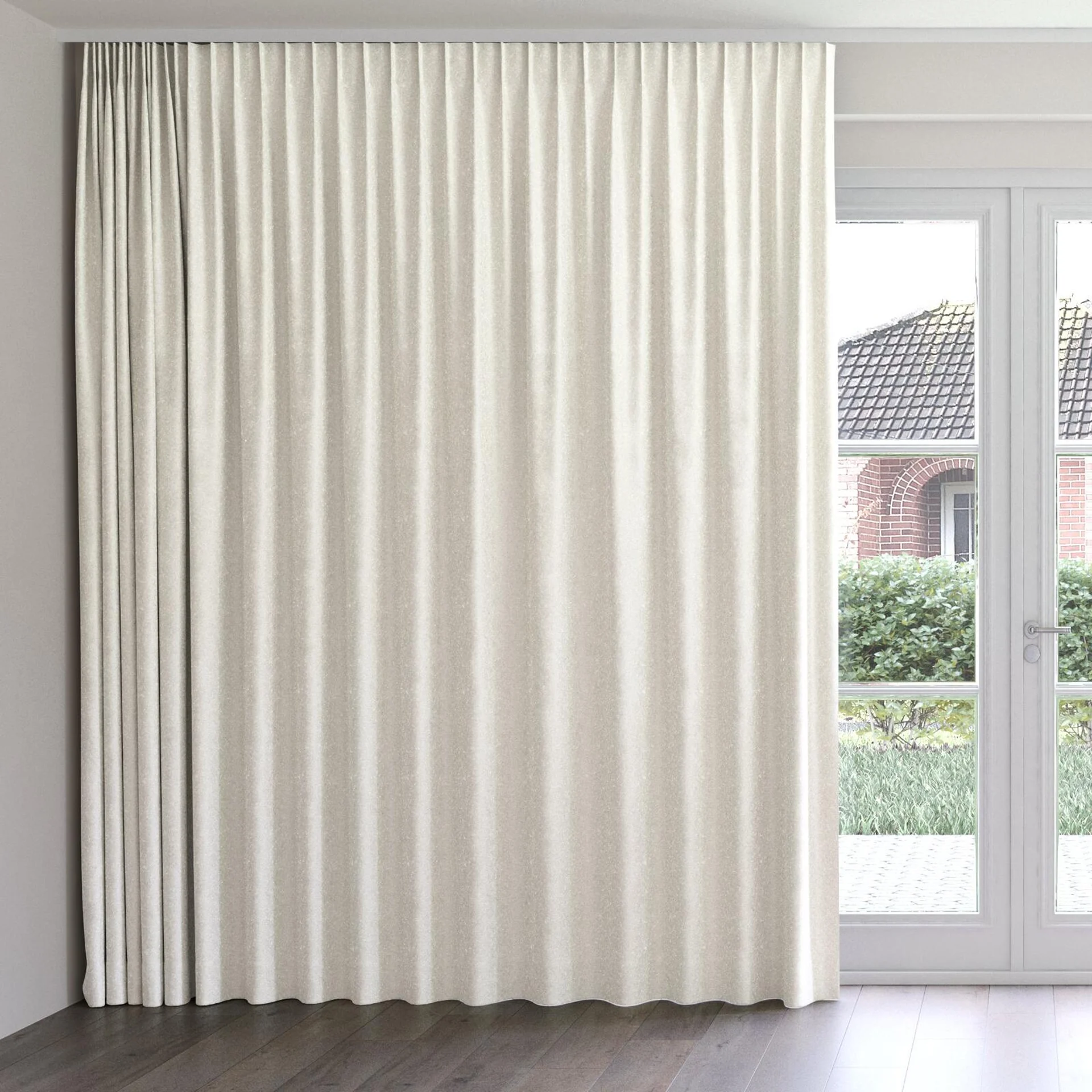 Front view of Brigadier Angora, on curtain rail